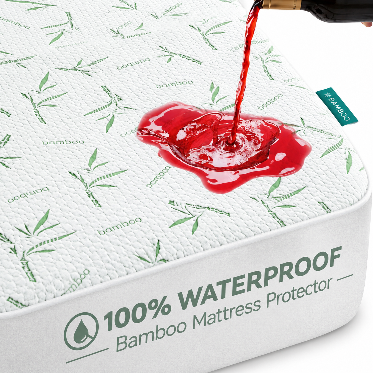 thumbnail video image 2 of Lux Decor 100% Waterproof Mattress Protector Queen - Rayon Made from Bamboo Cooling  Mattress Cover Queen, Ultra-Soft Noiseless Mattress Bed Pad Queen up to 16” Deep Pocket Fitted Mattress Protector, 2 of 12
