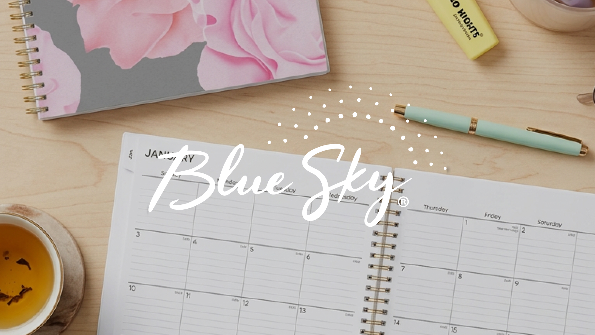 thumbnail video image 2 of Blue Sky 2027 18 Month Large Print Monthly Planner Calendar, July 2026 - December 2027, 8" x 10", Monthly Layout, Flexible Cover, Durable Twin wire Binding, Laminated Tabs, Solid Black, 2 of 11