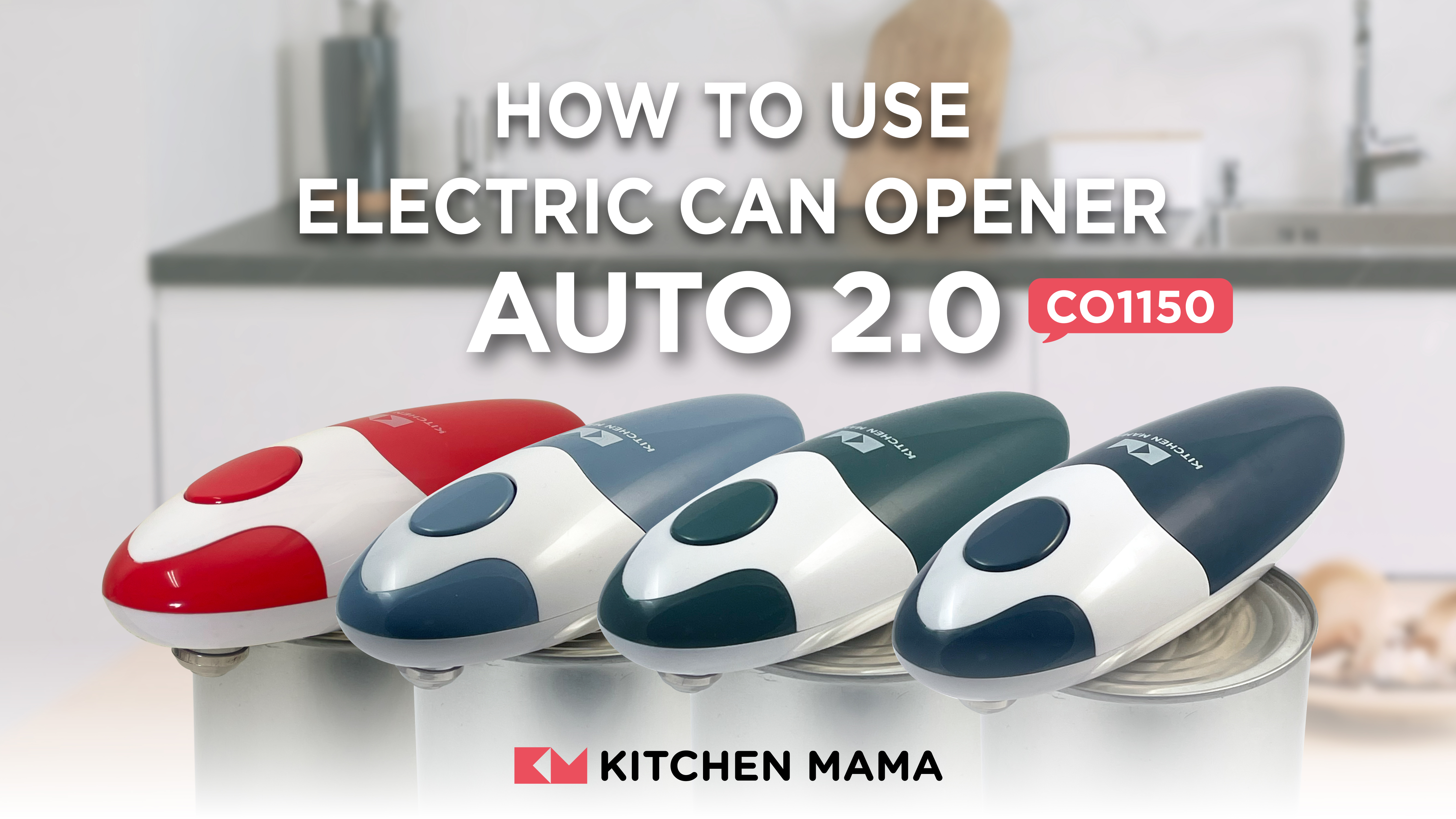 thumbnail video image 2 of Kitchen Mama Auto 2.0 Electric Can Opener: Safe, Smooth Edge, Battery Operated (Morandi Blue), 2 of 7