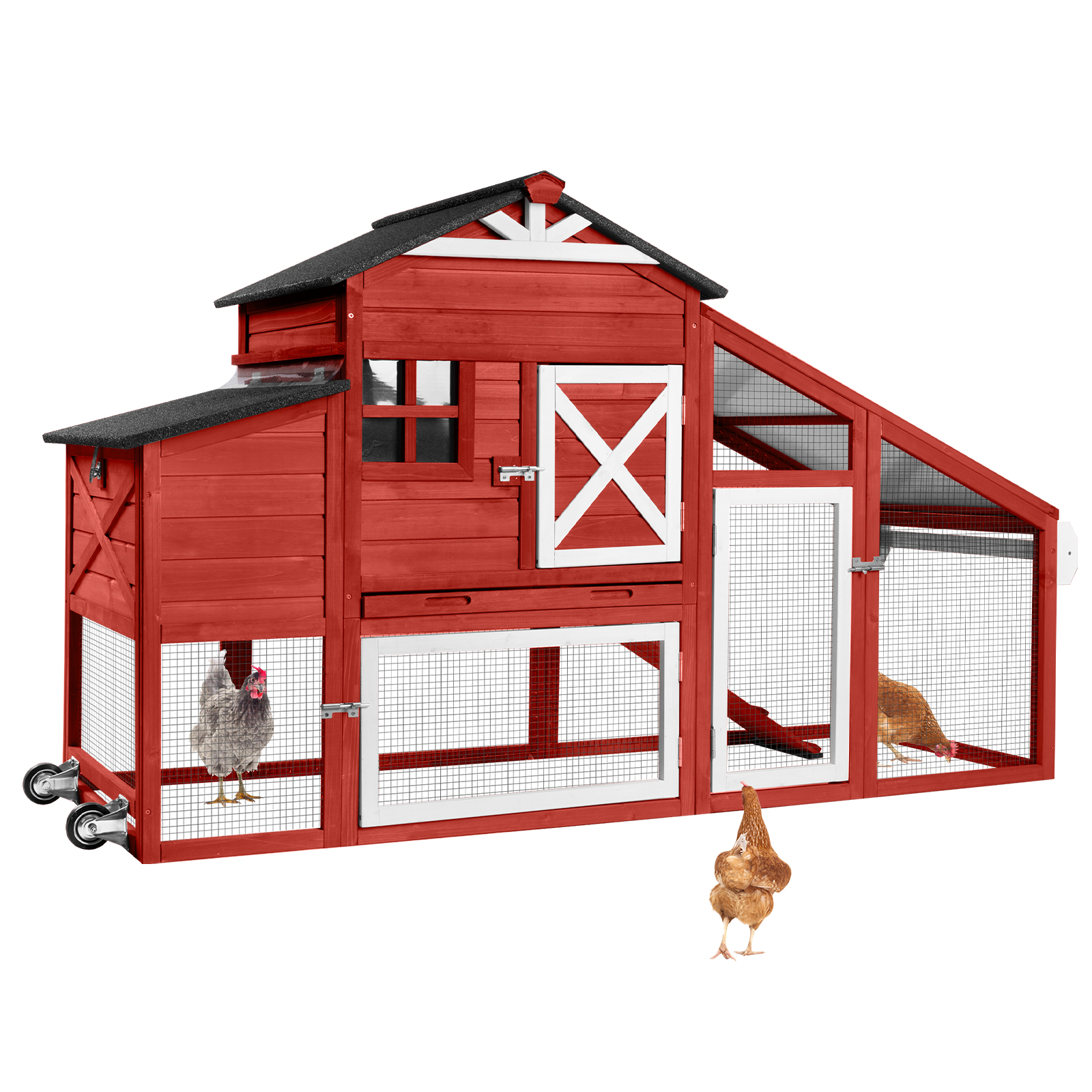 thumbnail video image 2 of Aivituvin Chicken Coop Mobile Hen House with Nesting Box with Wheel for 2-4 Chickens, 2 of 7