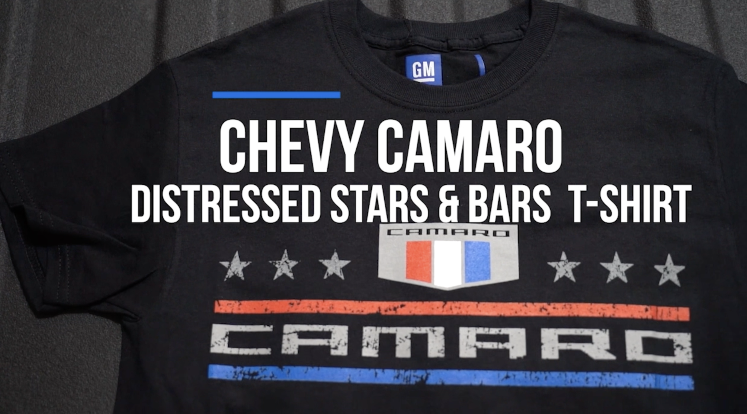 thumbnail video image 2 of JH Design Group Men's Chevy Camaro Distressed Stars & Bars Crew Neck T-Shirt, 2 of 8