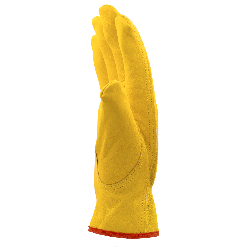 OZERO Flex Grip Leather Work Gloves | Flexible and Durable for Heavy-Duty Work Gardening Weeding (Color: Gold, Size: M)