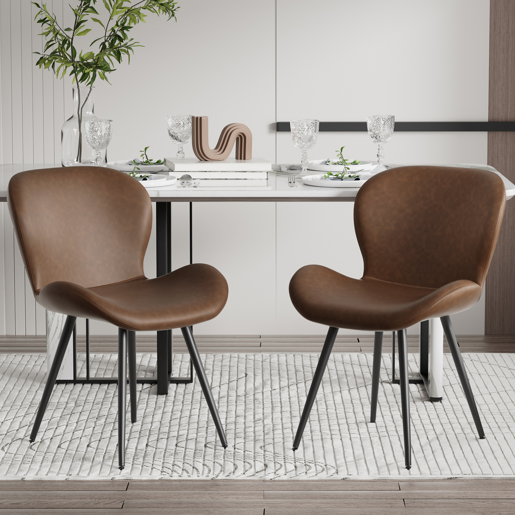 thumbnail video image 2 of Hawsaiy Faux Leather Dining Chairs Set of 2 with Widened Backrest & Seat,Gray, 2 of 10