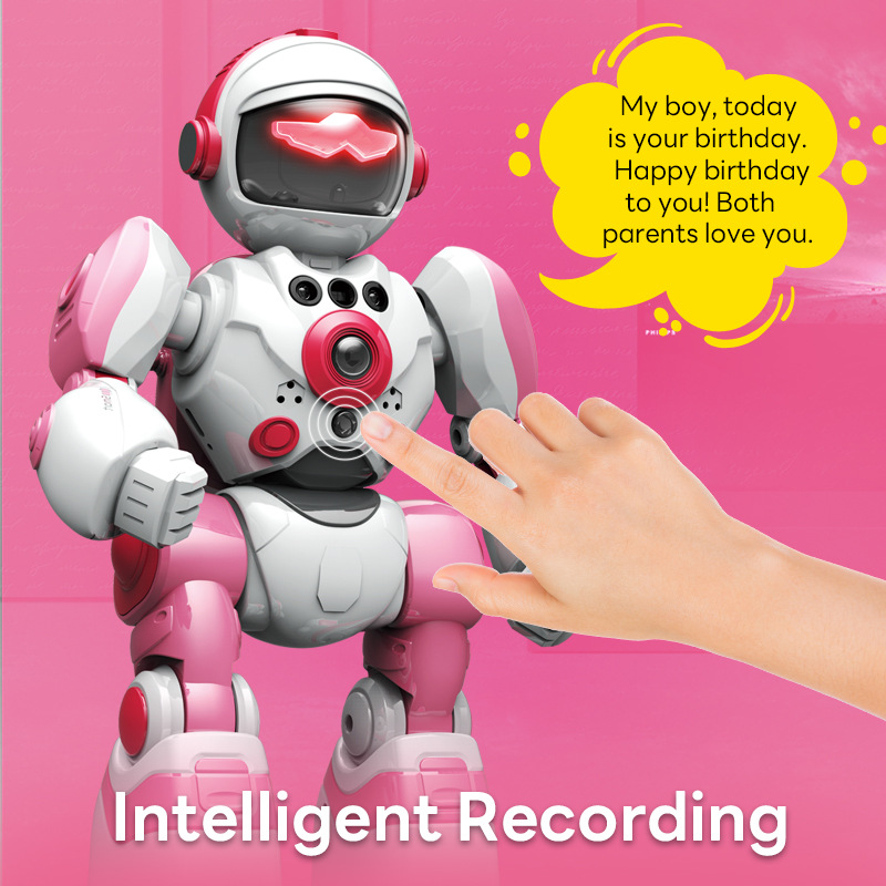 thumbnail video image 2 of RC Robot Toys for Kids with Gesture Sensing Programmable & Intelligent Voice for Age 3+ Gifts(Red), 2 of 11