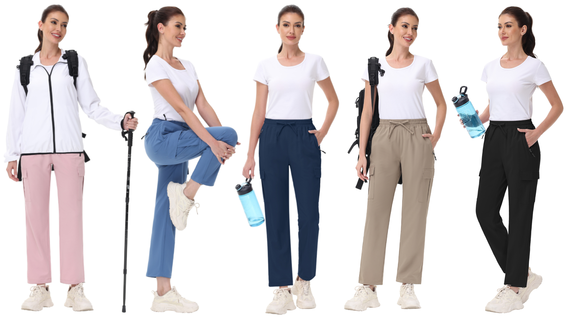 thumbnail video image 2 of Xidunhg Women's Hiking Pants Lightweight Quick Dry Cargo Pants Casual Work Travel Safari Clothes Light Pink M, 2 of 9