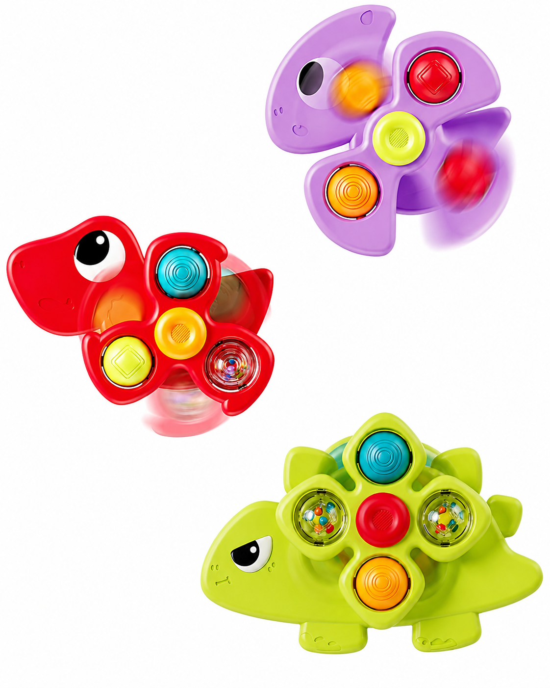 thumbnail video image 2 of Dimoarch Baby Toys for 6-12 Months, 3Pcs Suction Cup Spinner Toys for Babies, Sensory Bath Toys for Toddlers 1-3, Infant Suction Toys for High Chair Bathtub Window, 2 of 9