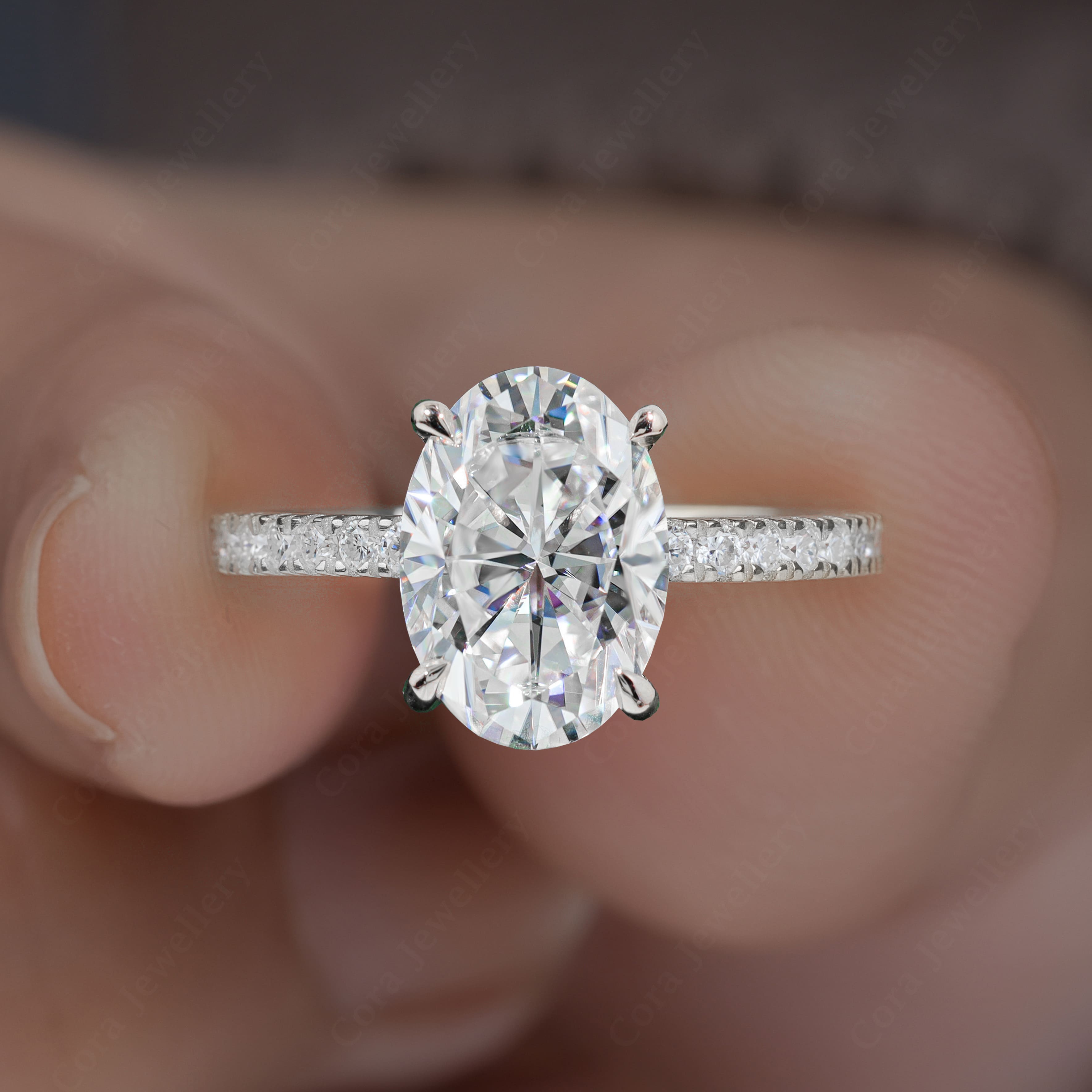 thumbnail video image 2 of Cora Jewellery 2.75TCW Oval Hidden Halo Engagement Ring For Women, 18K Yellow Gold, 7 US, 2 of 9