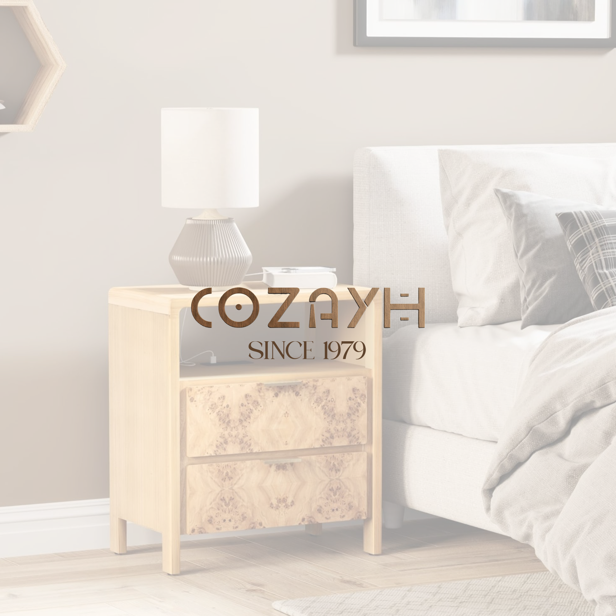 thumbnail video image 2 of COZAYH Farmhouse Nightstand with Charging Station, Side Table with Power Outlet and USB & Type C Ports, Wood Bedside Table for Bedroom, Fully Assembled, Rustic, Brown, 2 of 9