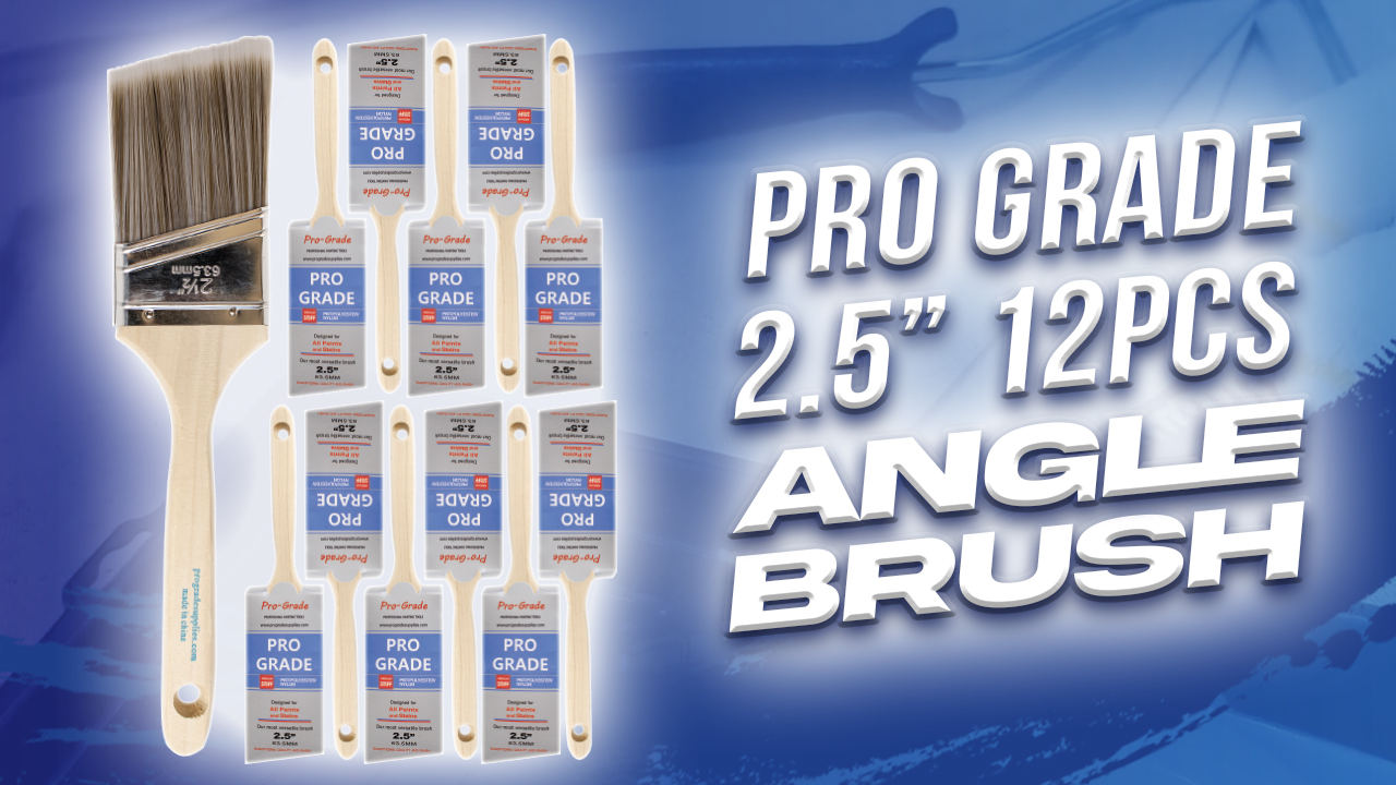 thumbnail video image 2 of Pro Grade Premium Paint Brushes, 2.5-inch Angle Brush, 12 Pack Paint Brush Set, 2 of 8