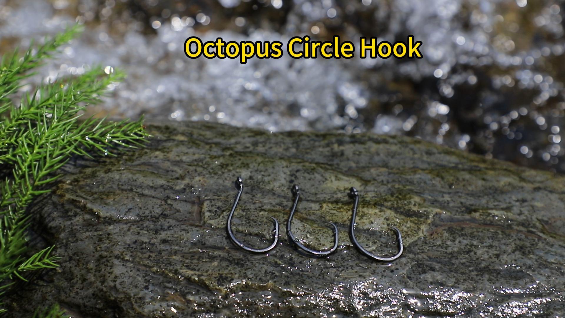 thumbnail video image 2 of Offset Circle Hooks 7/0 Black Big Catfish Hooks for Surf and River Fishing 50PCS, 2 of 9