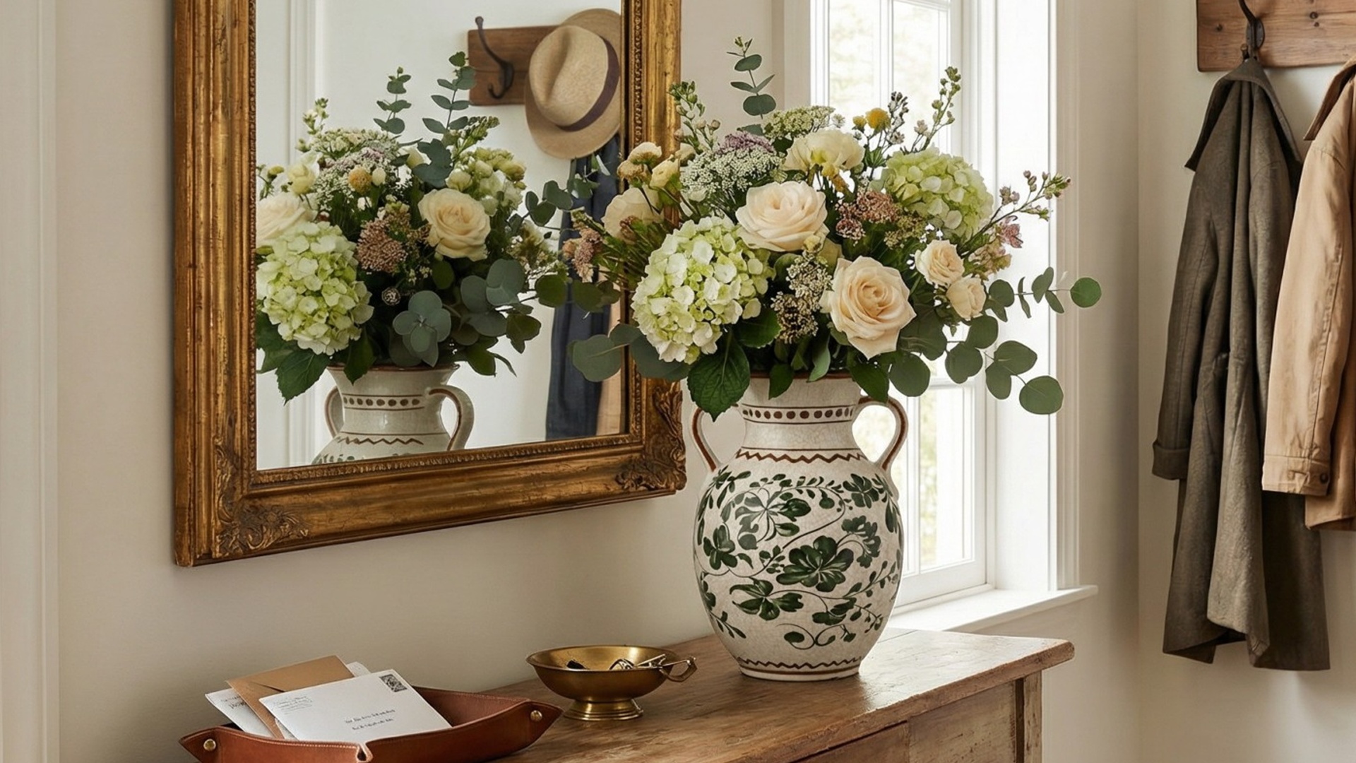 thumbnail video image 2 of BUYMAX Sage Green Decorative Vase, Vintage Handle Vase for Pampas Grass, Ceramic Table Vase Centerpiece, 2 of 11