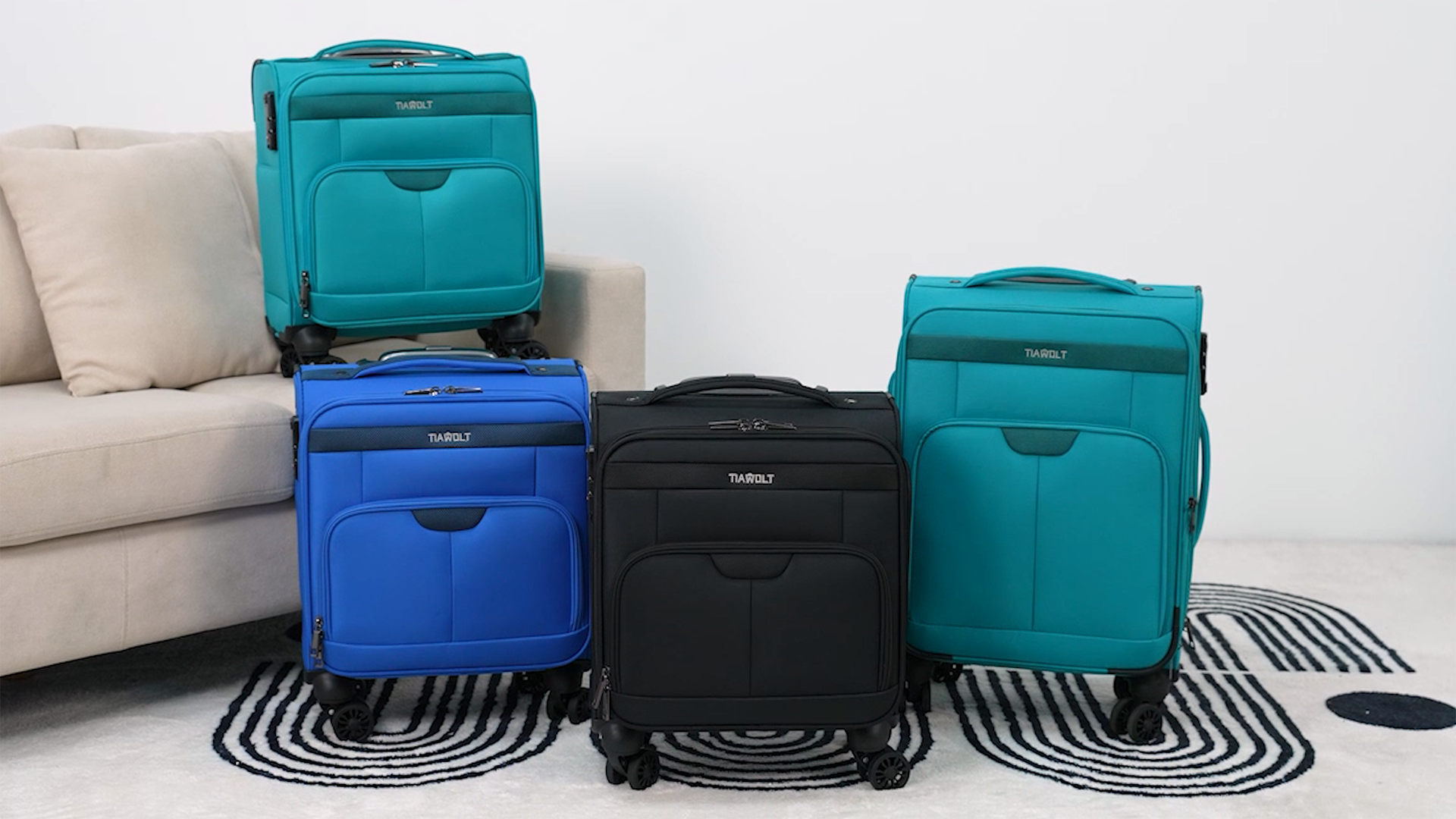 thumbnail video image 2 of TIAWOLT 16 Inch Underseat Carry on Luggage With Wheels Softside Lightweight Compact Business Suitcases Travel Bag with Spinner Wheels Airline Approved Luggage for Short Trip,Green, 2 of 10