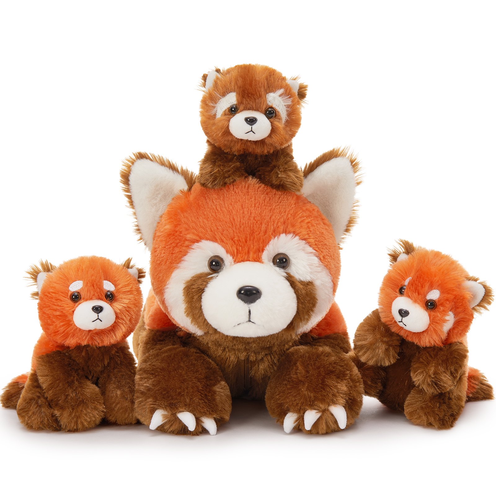 thumbnail video image 2 of MorisMos Red Panda Stuffed Animal, Stuffed Mommy Red Panda Plush Toy with 3 Baby Pandas, 2 of 7