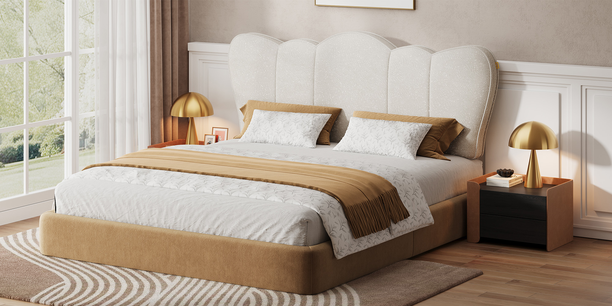 thumbnail video image 2 of Pinmoco Chenille Upholstered Headboard for Full Bed, Height Adjustable Crown-Shaped Headboard, Starry Gray, 2 of 9