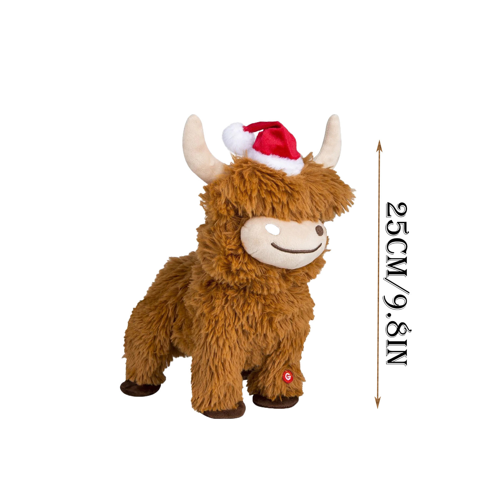 thumbnail video image 2 of Christmas Animated Plush Cow - 9.8Inch Battery Operated Stuffed Animal with Santa Hat, Festive Holiday Decor, 2 of 7
