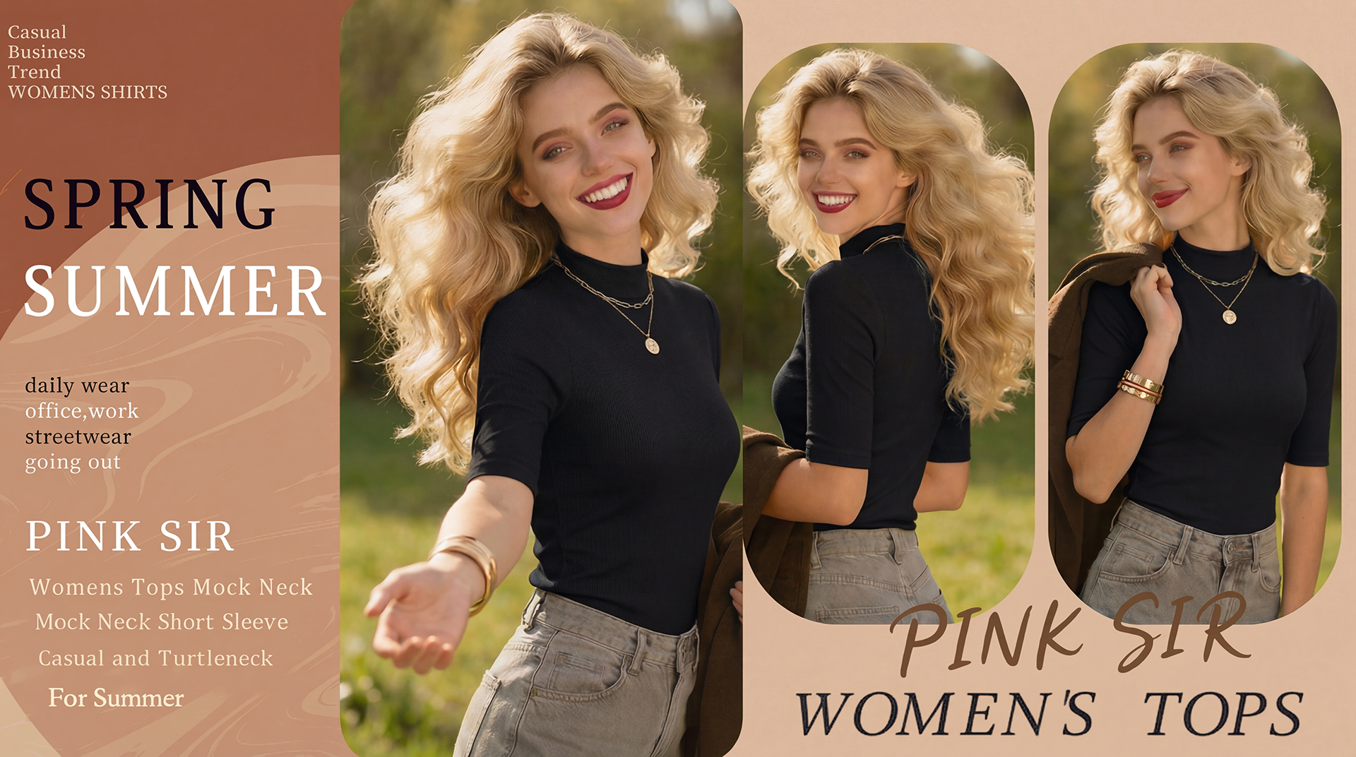 thumbnail video image 2 of PINKSIR Tshirts for Women Mock Neck Short Sleeve Casual and Turtleneck for Summer Dark Gray L, 2 of 8
