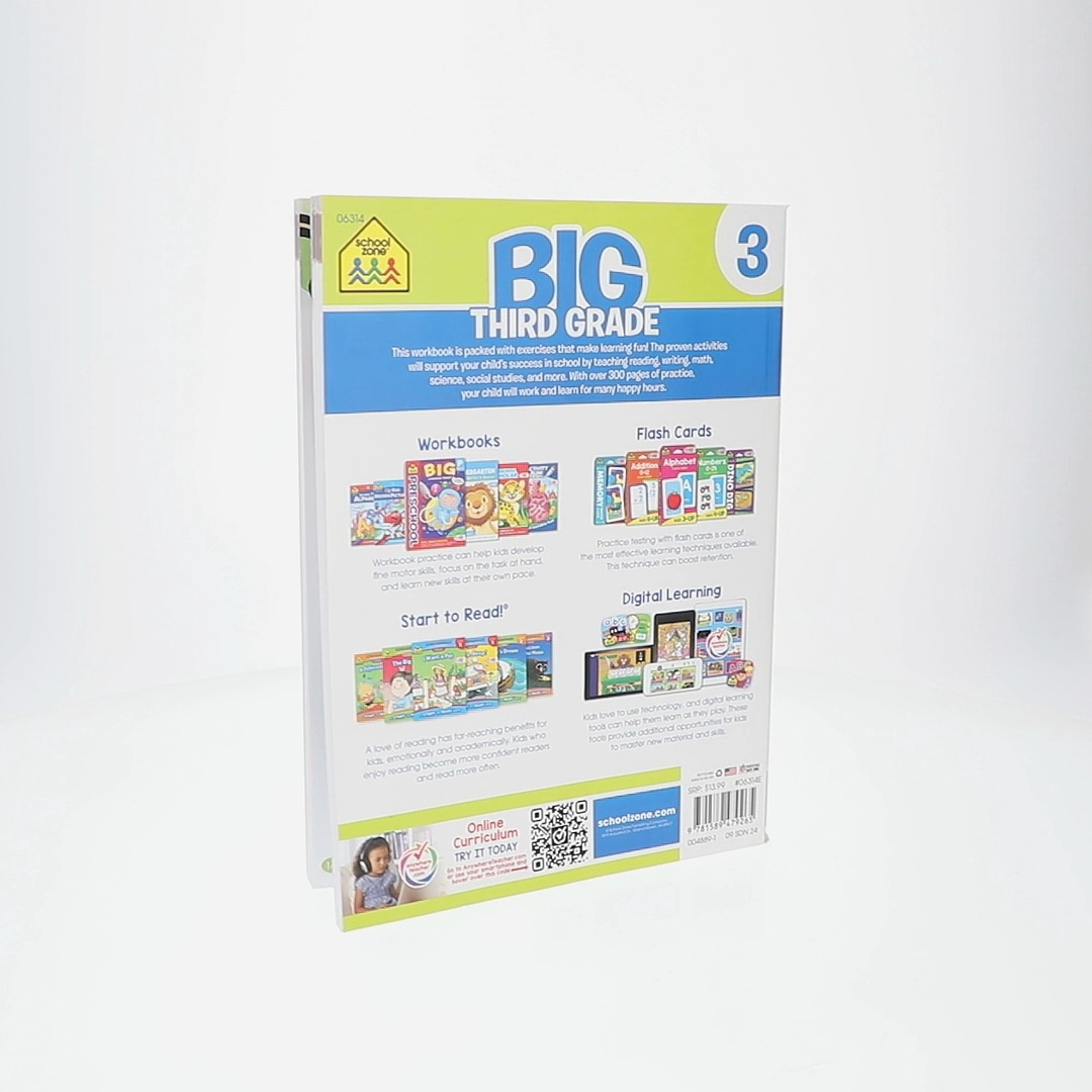 School Zone Big Third Grade Workbook, 320 Pages, Math Reading