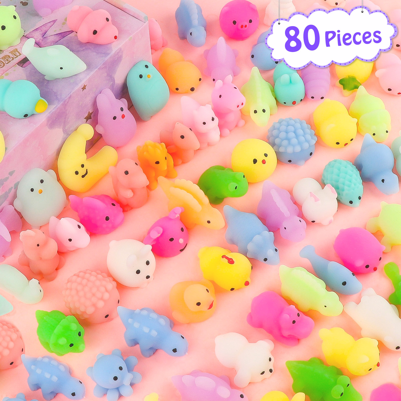 thumbnail video image 2 of KiddiTouch 150Pcs Mochi Squishy Toy, Kawaii Squishies Bulk Fidget Sensory Toys Birthday Gifts for Boys Girls Goodie Bag Christmas Stocking Stuffers Treasure Box Classroom Prizes, 2 of 8