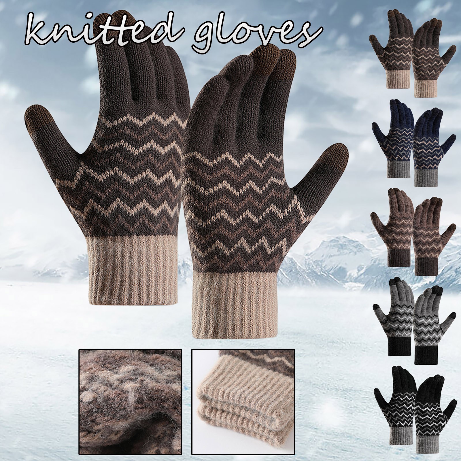 thumbnail video image 2 of GZWYHT Gloves for Cold Weather,Winter Gloves Men Gloves With Fleece Cold Proof Warm Gloves With Finger Screen Knit Gloves Fingerless Gloves,Work Gloves,Gloves for Men Black, 2 of 4