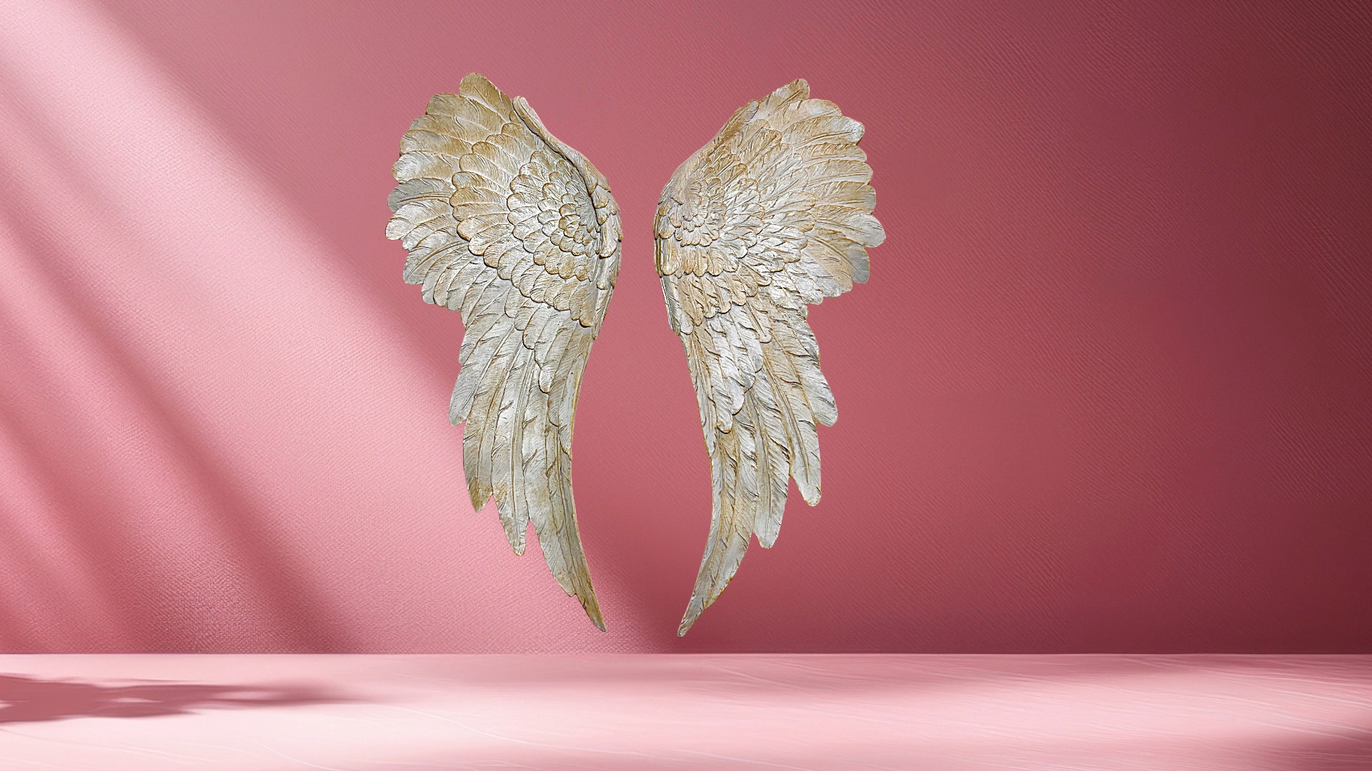 thumbnail video image 2 of Grand Tour Angel Wings, Vintage Style, Set of 2, Antique White, Artisinal Design, Hand Crafted, Bas Relief Sculptures, 21 3/4 Inches Tall, 2 of 10