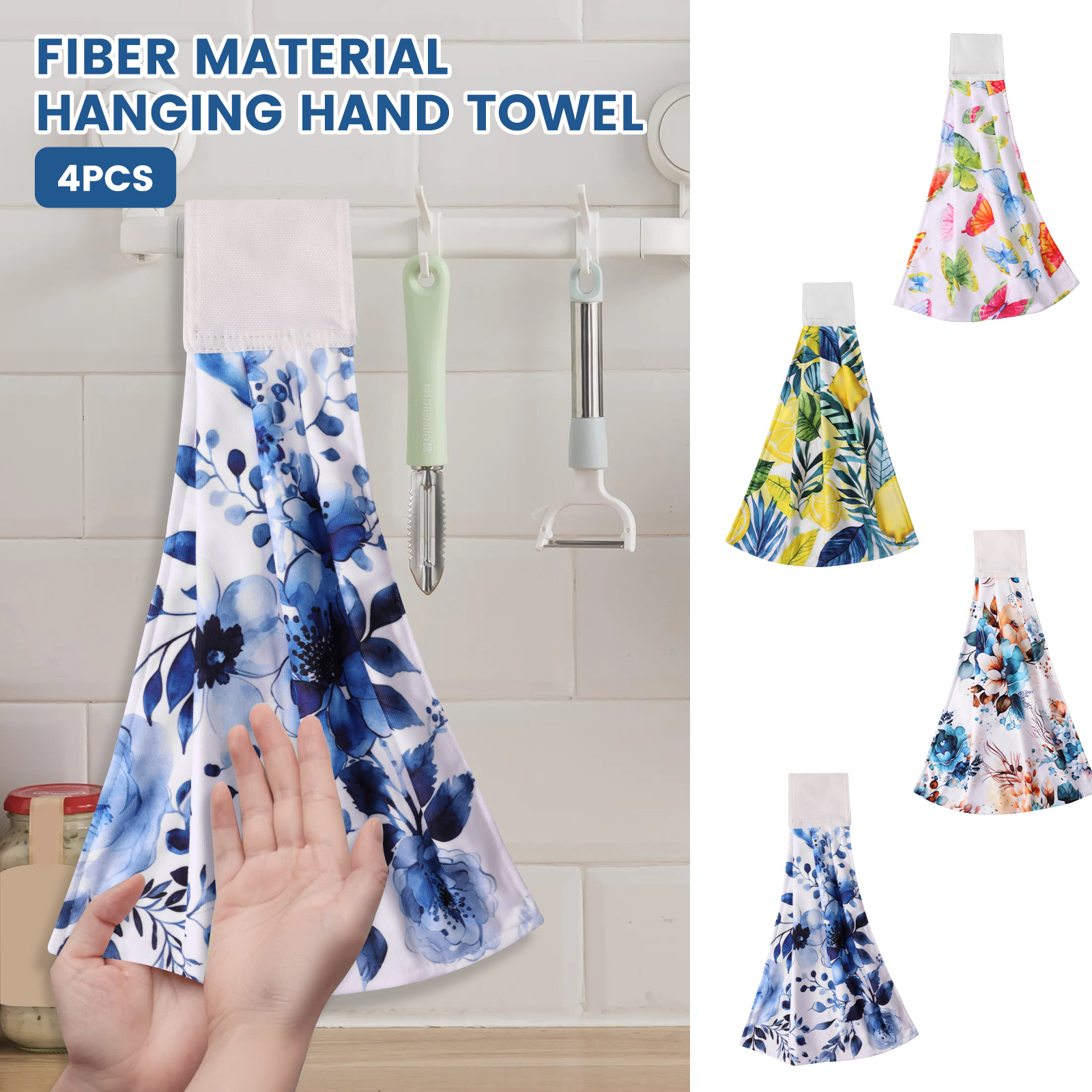 thumbnail video image 2 of 4PCS Hanging Kitchen Towels Absorbent Easy to Clean Towels with Hanging Loop Versatile Soft Fast Drying Hanging Tie for Your Home Use, 2 of 12