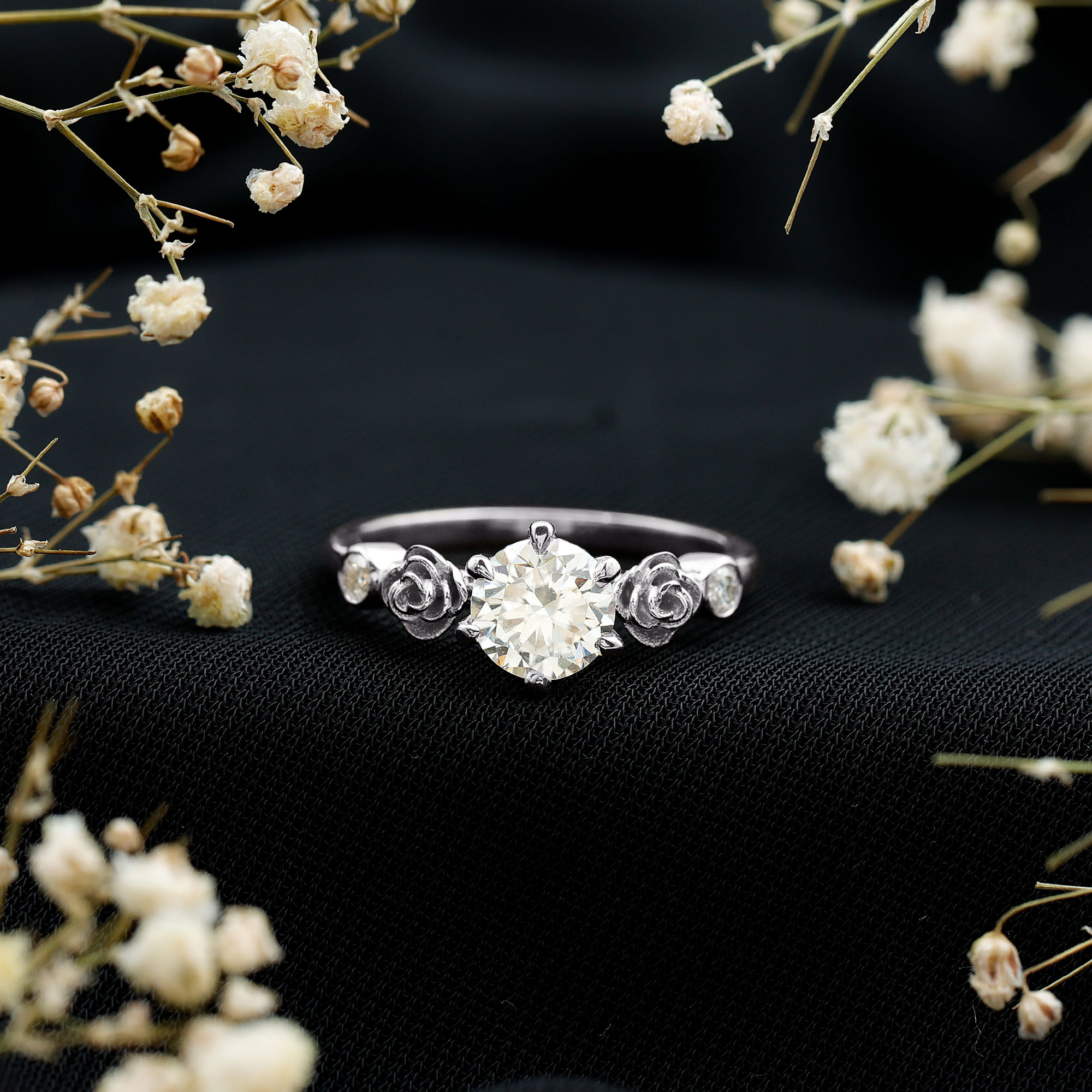 thumbnail video image 2 of Rosec Jewels Lab Created Diamond Solitaire Ring - 1 Ct Diamond Nature Inspired Engagement Ring (7 mm, Ef-Vs Quality), 14K Yellow Gold, US 10.50, 2 of 9