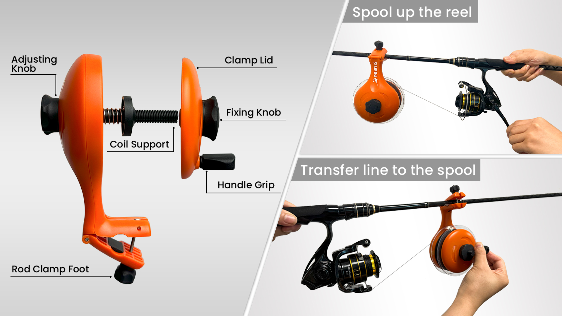 Rm Spooler Pristis Fishing Line Spooler, No Twist, Adjustable Clamp, Baitcasting ...