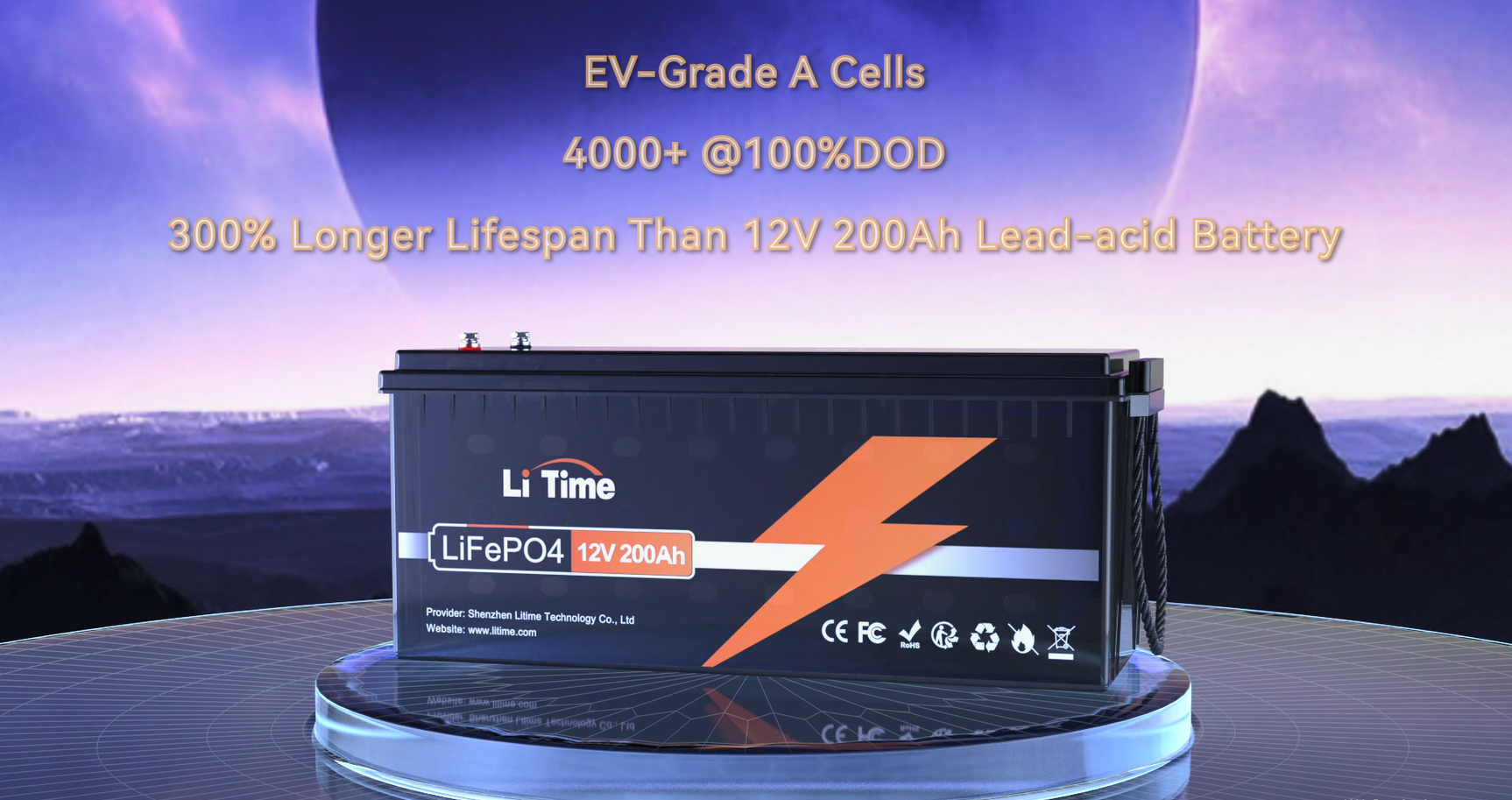 thumbnail video image 2 of LiTime 2 Pack 12V 200Ah LiFePO4 Lithium Battery with 2560Wh Energy 100A BMS for RV Solar Energy Storage Marine Trolling Motor, 2 of 9