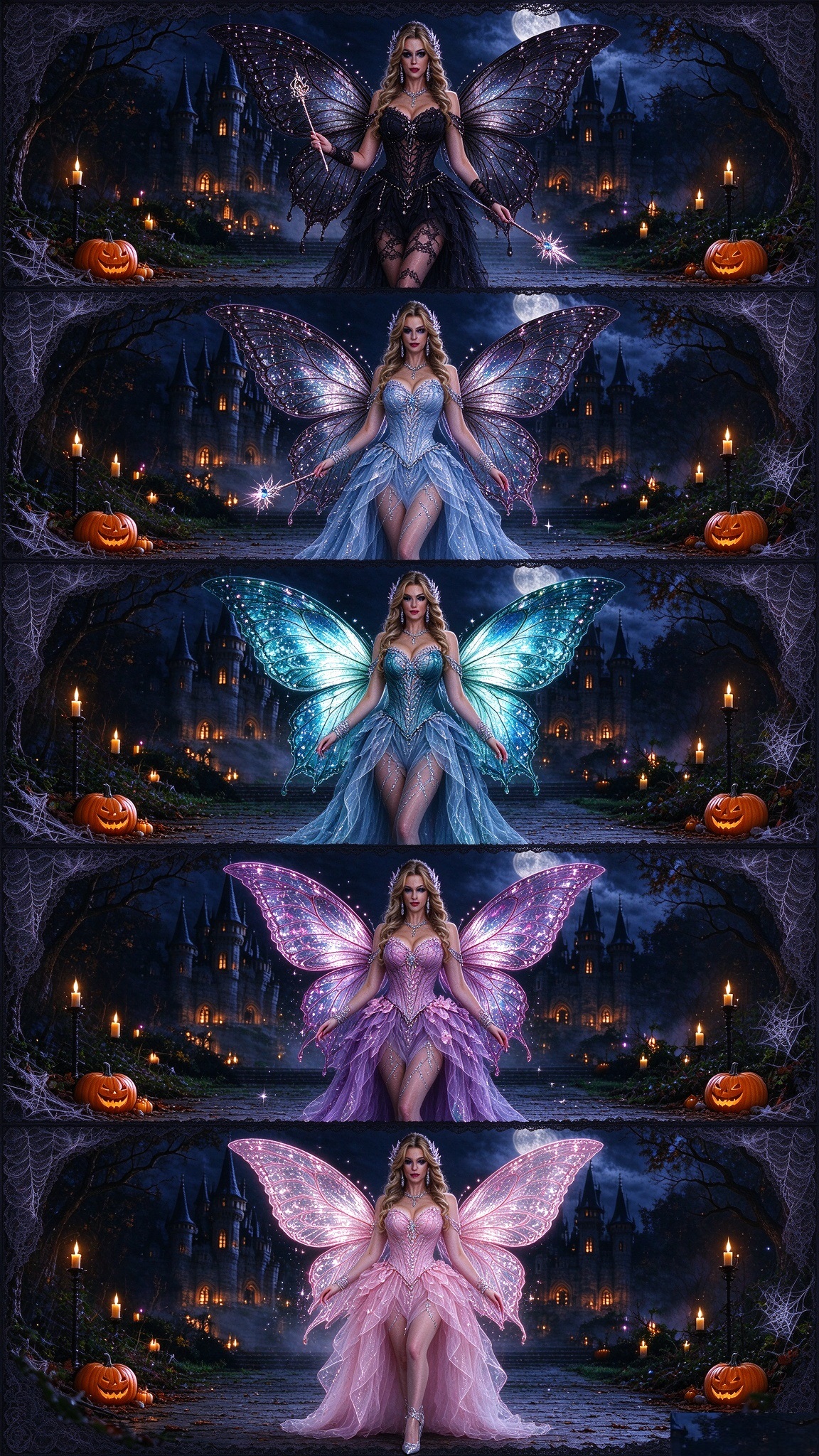 thumbnail video image 2 of Halloween Butterfly Wing Costume Prop, Polyester Construction, Wearable Costume Backpiece for Halloween Party and Dress-Up Events, Indoor Display for Living Room, Bedroom, Mantel and Shelf, Black, 2 of 6