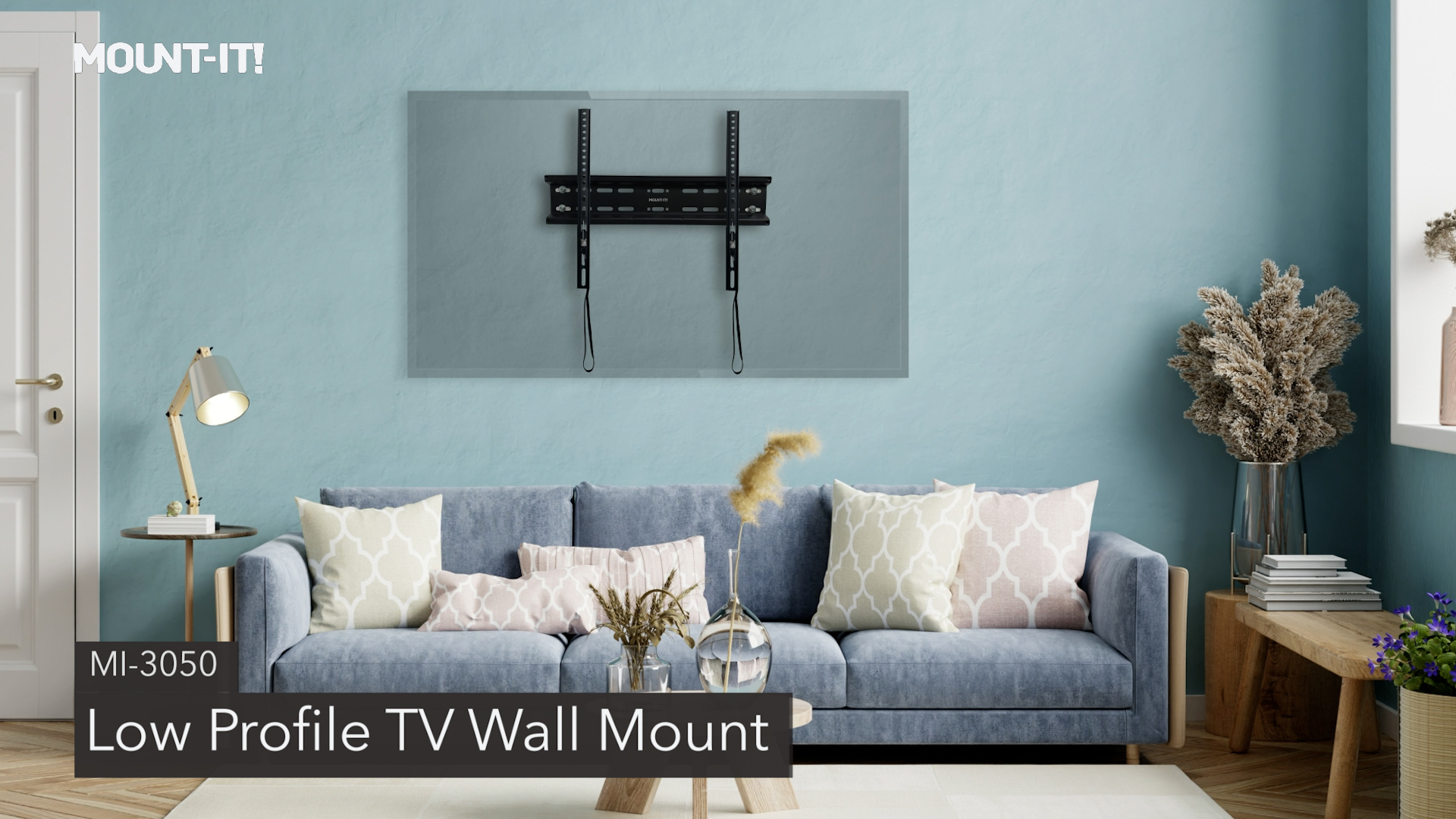 thumbnail video image 2 of Mount-It! Low Profile Fixed TV Wall Mount, Fits 32"-55" Flat Screen TVs ,  77 lbs. Capacity, Slim Profile, TV Bracket, 2 of 10