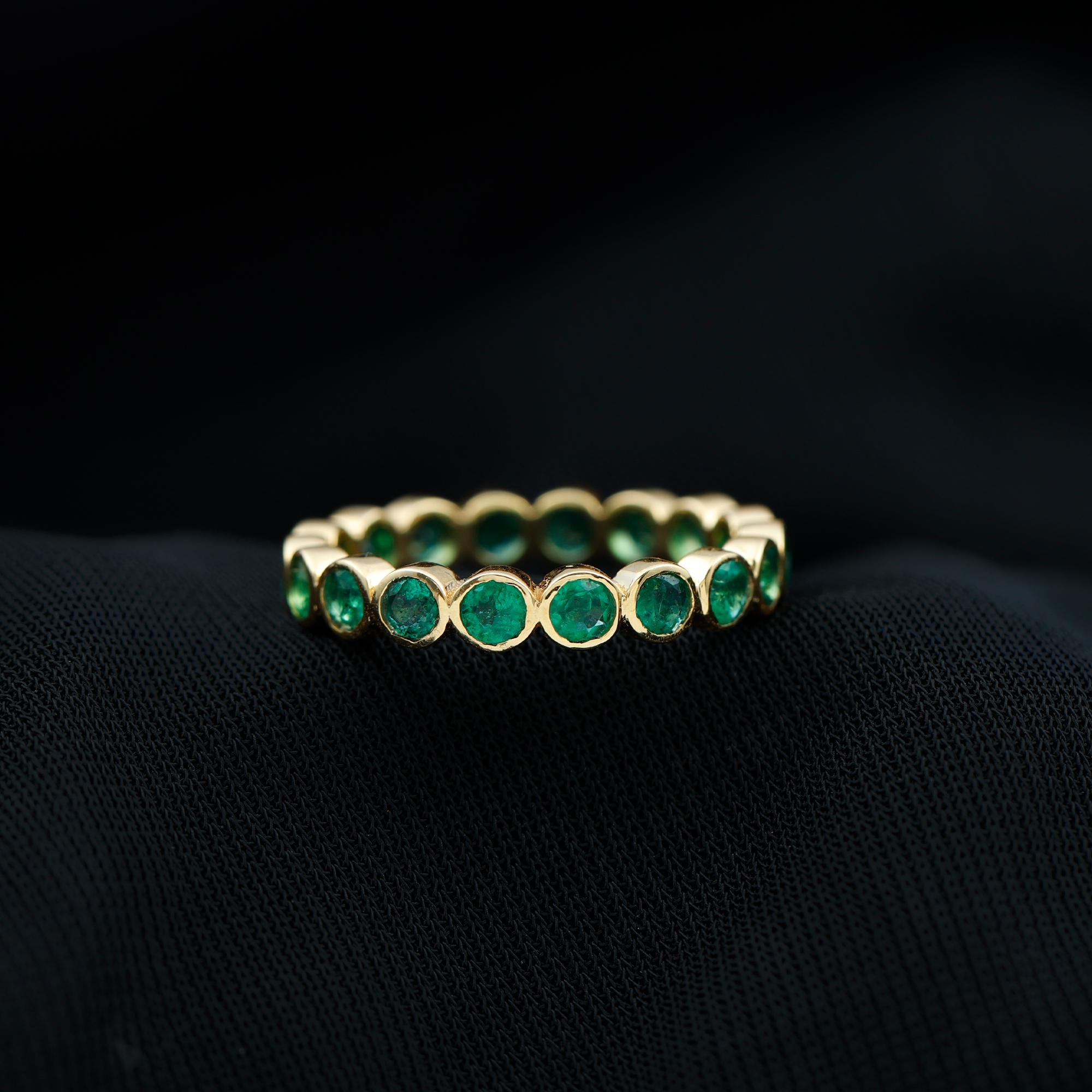 thumbnail video image 2 of Rosec Jewels Natural Emerald Eternity Ring for Women - AAA Quality - Emerald Stackable Ring - Ready to Gift with Jewelry Box, 18K Yellow Gold, US 3.50, 2 of 6