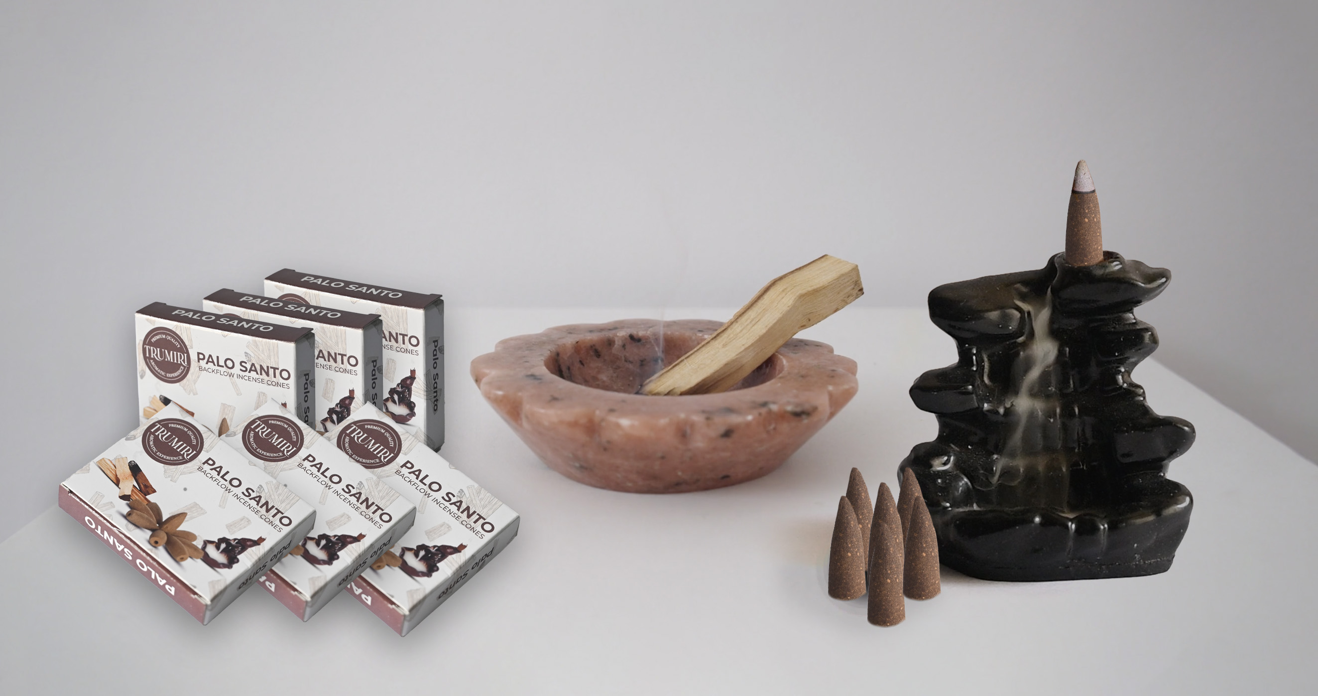 thumbnail video image 2 of Palo Santo Backflow Incense Cones - 60 Cones, Six Packs of 10, Waterfall Effect, 2 of 8