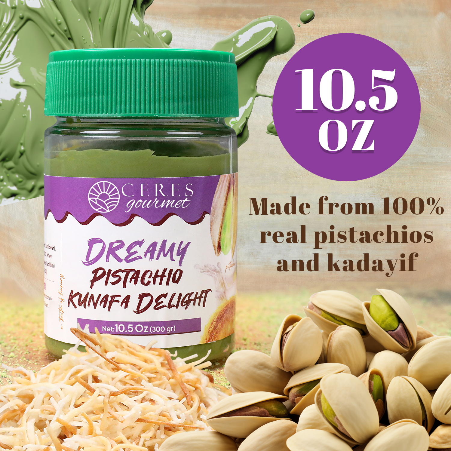 Ceres Gourmet Spreadable Chocolate Pistachio Cream with Crispy