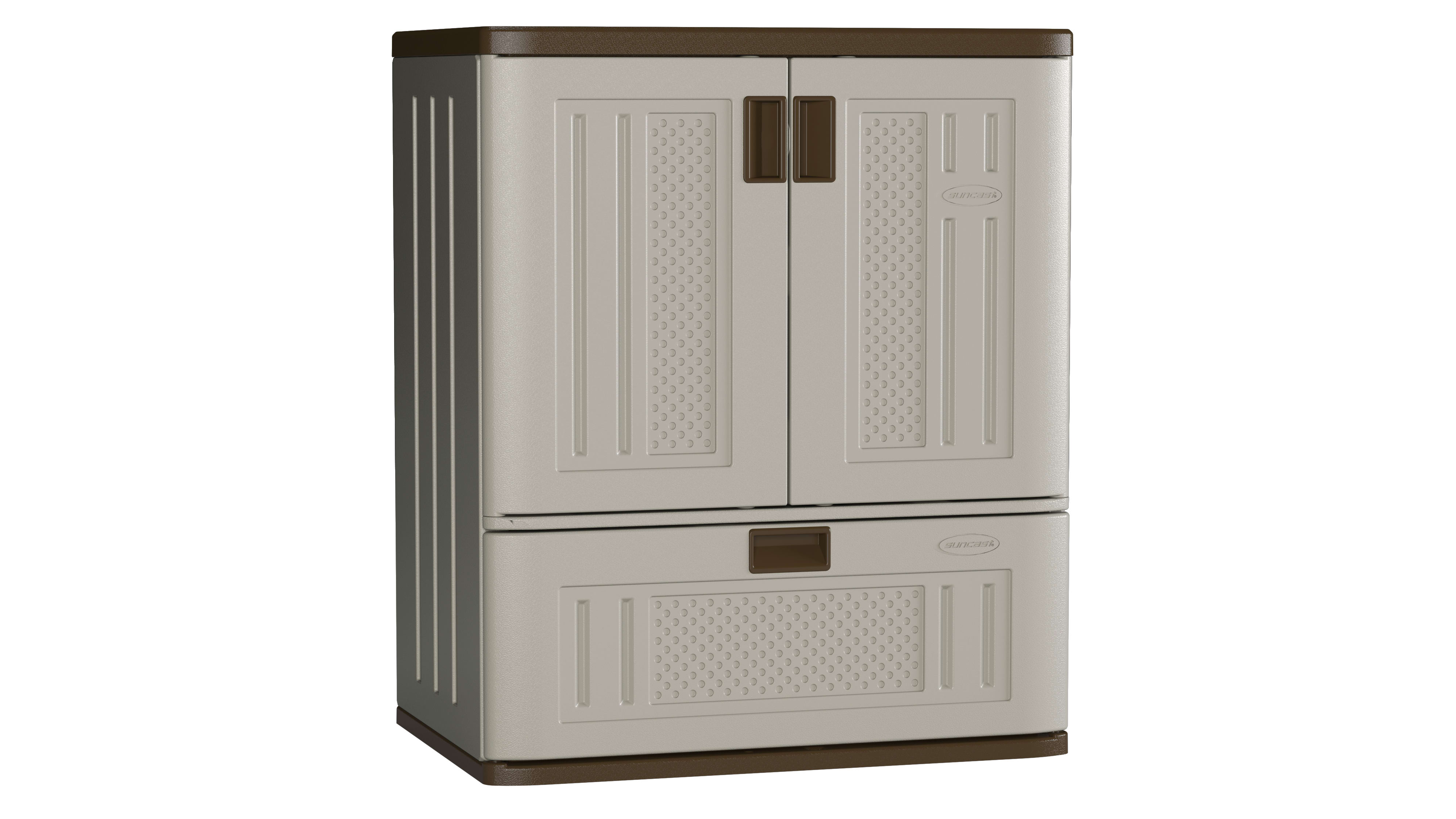Suncast Single Drawer Resin Base Storage Cabinet Platinum Metallic Com