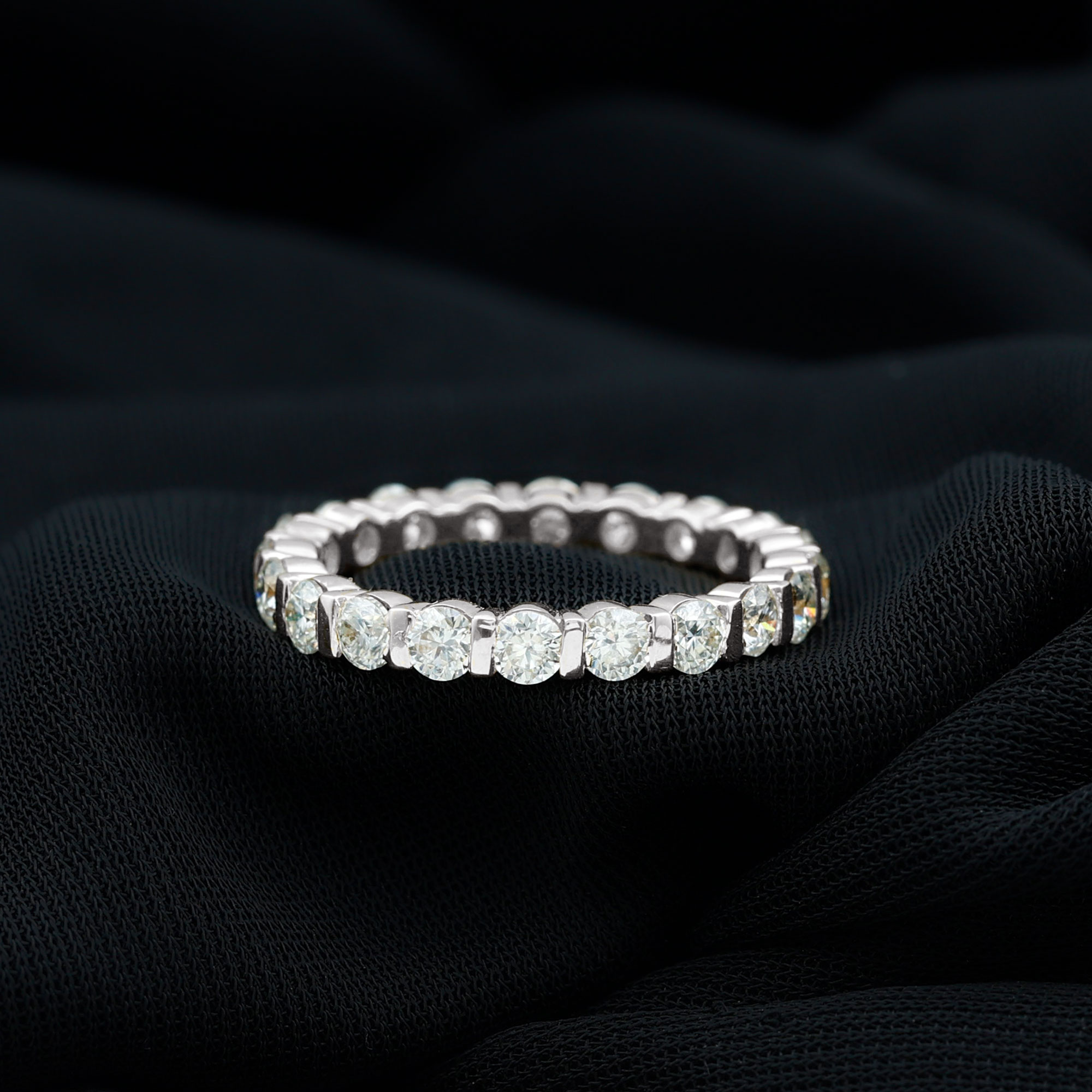 thumbnail video image 2 of Rosec Jewels 2.50 CT Bar Set Moissanite Full Eternity Ring in Gold for Women, 14K Yellow Gold, US 6.00, 2 of 9