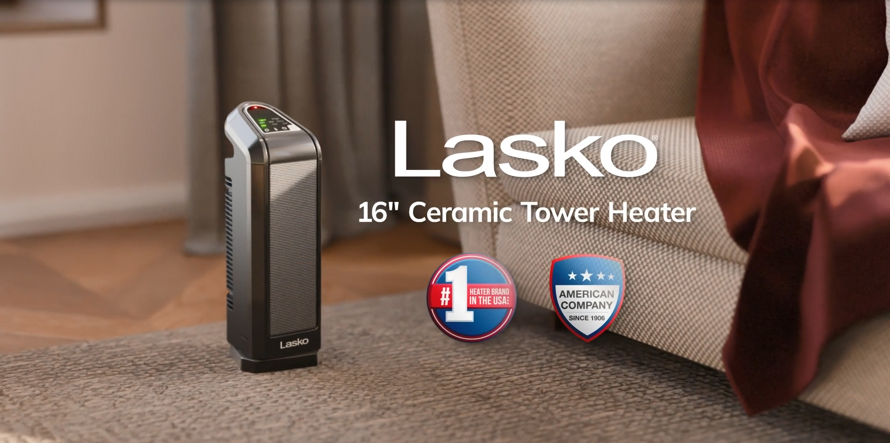 Lasko, Ceramic Tower Space Heater, 16 inch, 1500W, Black - Walmart.com
