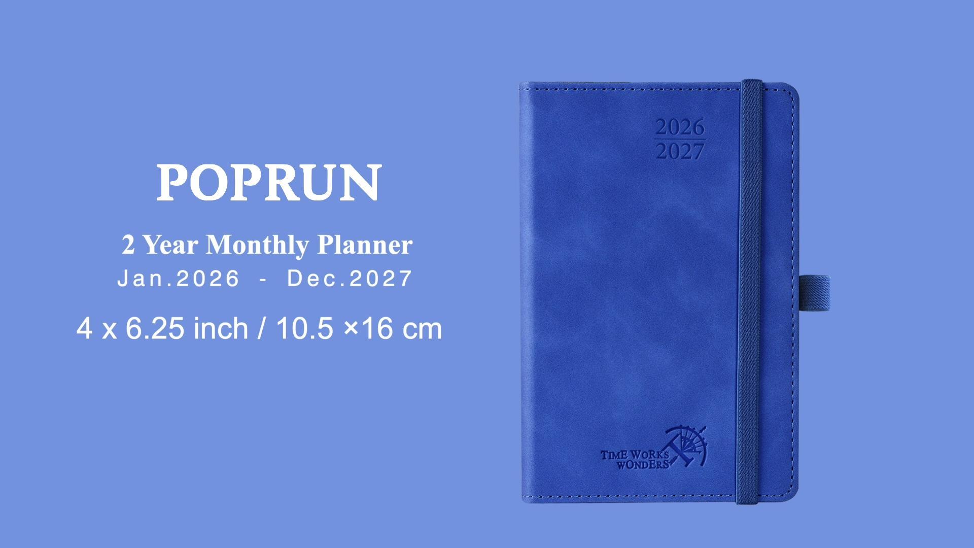 thumbnail video image 2 of POPRUN Monthly Planner 2026-2027 (Jan.2026 - Dec.2027), Pocket Size-4" x 6.25" Hard Cover, 2 Year Pocket Calendar for Purse, Inner Pocket, 100 GSM Thick Paper - Soft Pink, 2 of 6