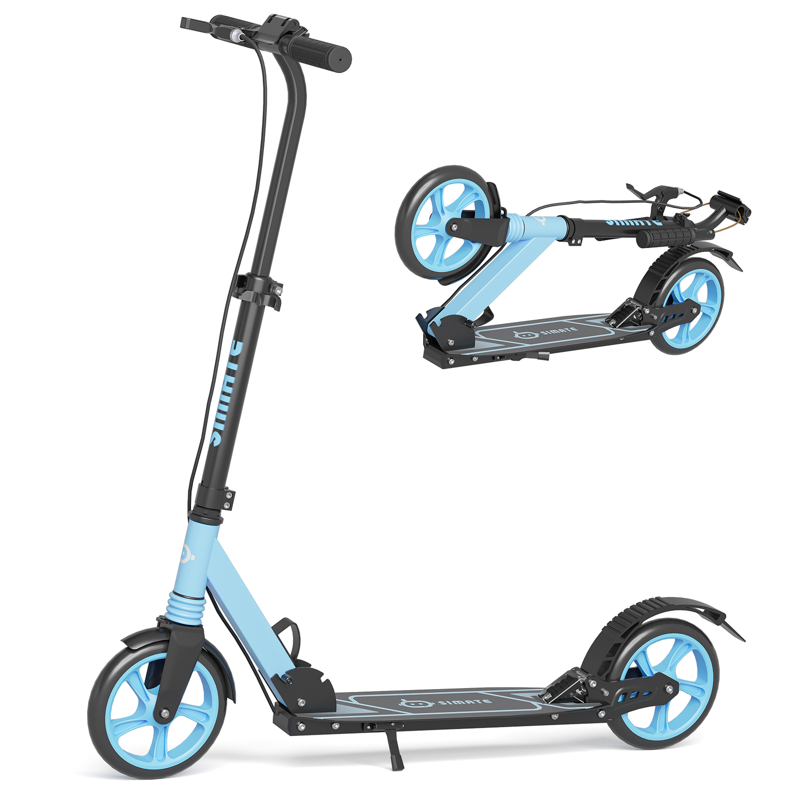 thumbnail video image 2 of SIMATE Kick Scooter with Dual Brakes for Teens,Adults & Kids Ages 6+,Dual Suspension Foldable Lightweight Scooter with Wide Deck,8 in Big Wheels,Max Load 240 LBS, 2 of 7