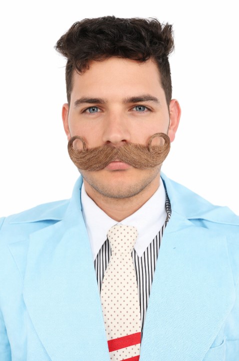 thumbnail video image 2 of HPO Adult Men's Imperial Twisted Mustache & Sideburn Brown Color Cosplay Facial Costume Accessories, 2 of 9