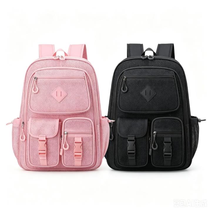 thumbnail video image 2 of 32L Large Capacity Mesh Backpack, Breathable Lightweight School Bookbag for Travel Gym, Sturdy Daypack with Padded Straps for Adults, 2 of 10