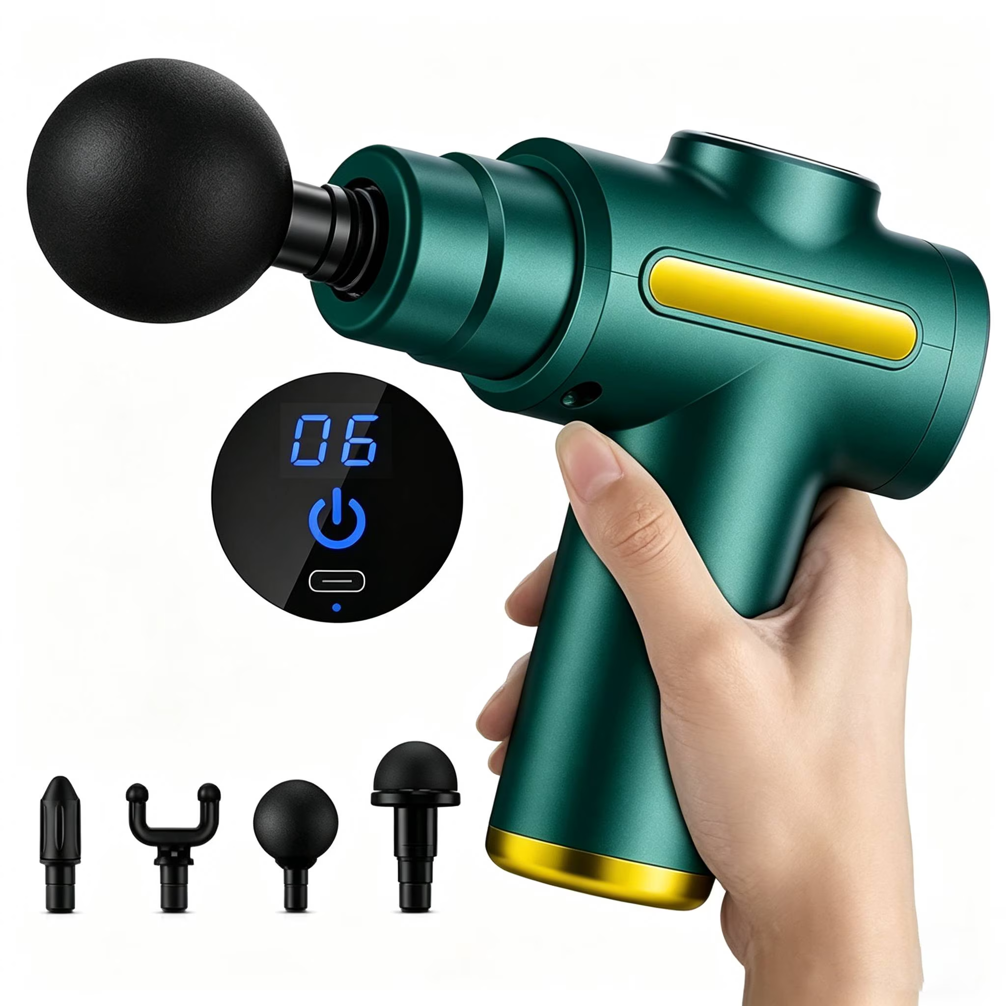 thumbnail video image 2 of Massage Gun Deep Tissue, Ultra Quiet Muscle Massager for Athletes Post-Workout Recovery & Office Back Relief, 3 Speeds, 4 Heads, Portable Handheld Body Massager, 2 of 10