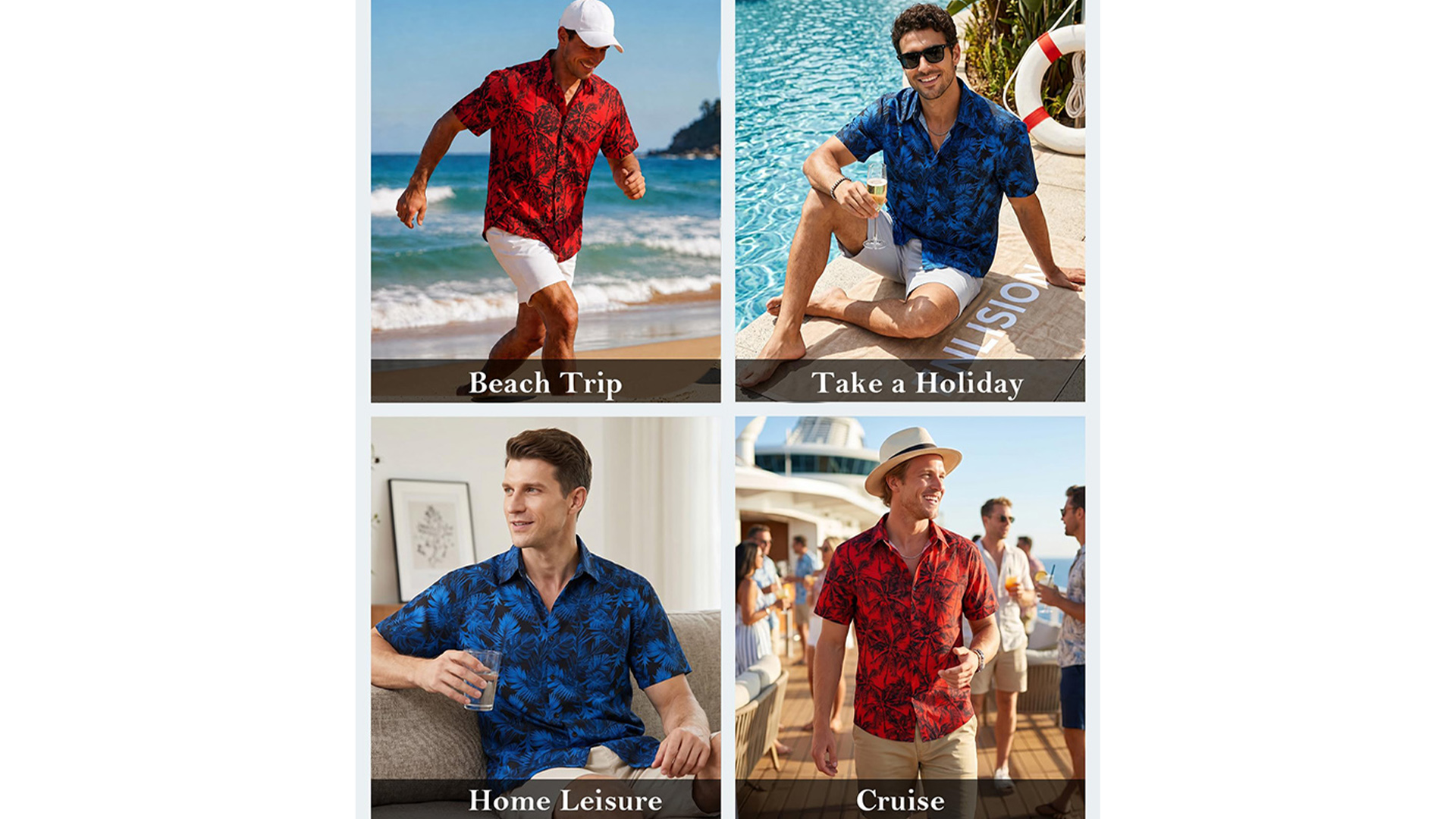 thumbnail video image 2 of Mens Hawaiian Shirt Tropical leaf Short Sleeve Button Up Shirts Casual Aloha Tee for Summer Beach, 2 of 8
