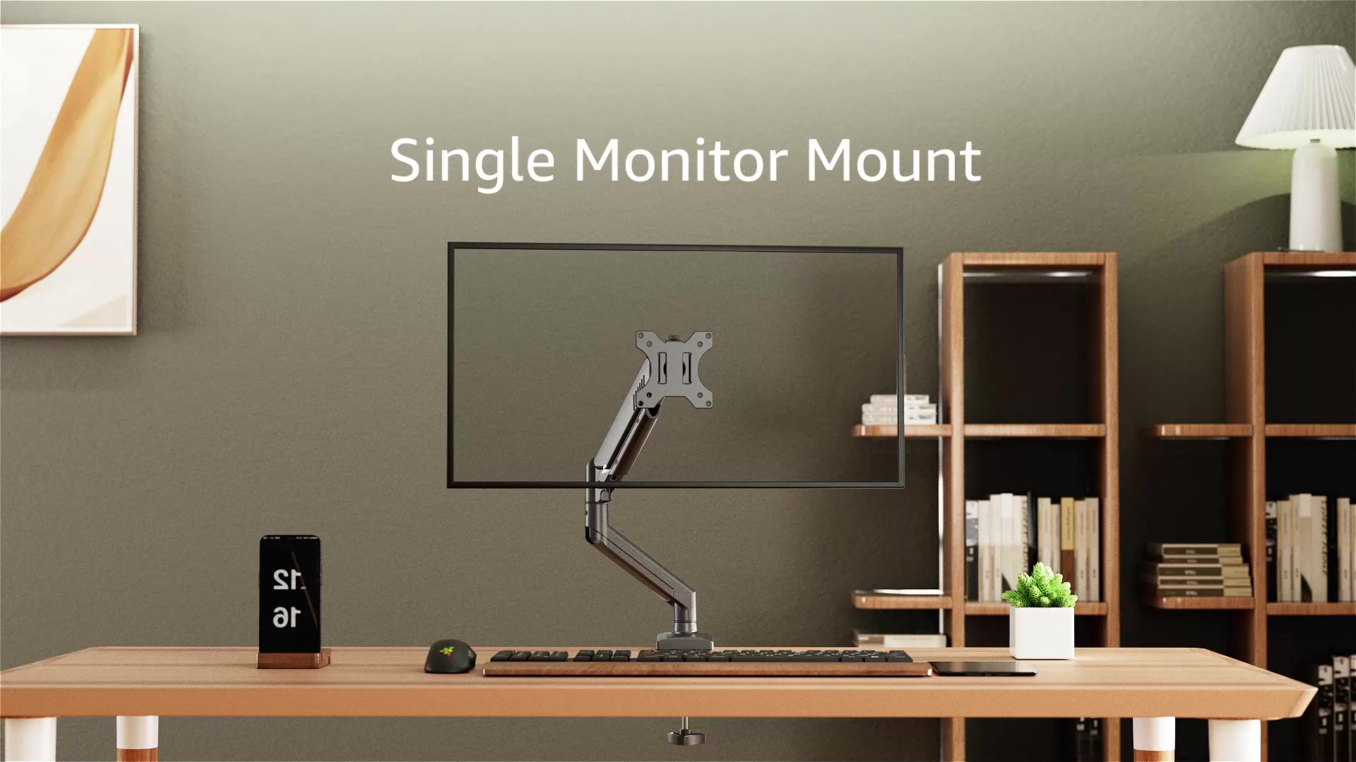thumbnail video image 2 of MOUNT PRO Monitor Arm for 22-32 inch Screens, Monitor Desk Mount, Adjustable Height, VESA Mount with Clamp & Grommet Bases, Holds to 19.8 lbs, 2 of 10