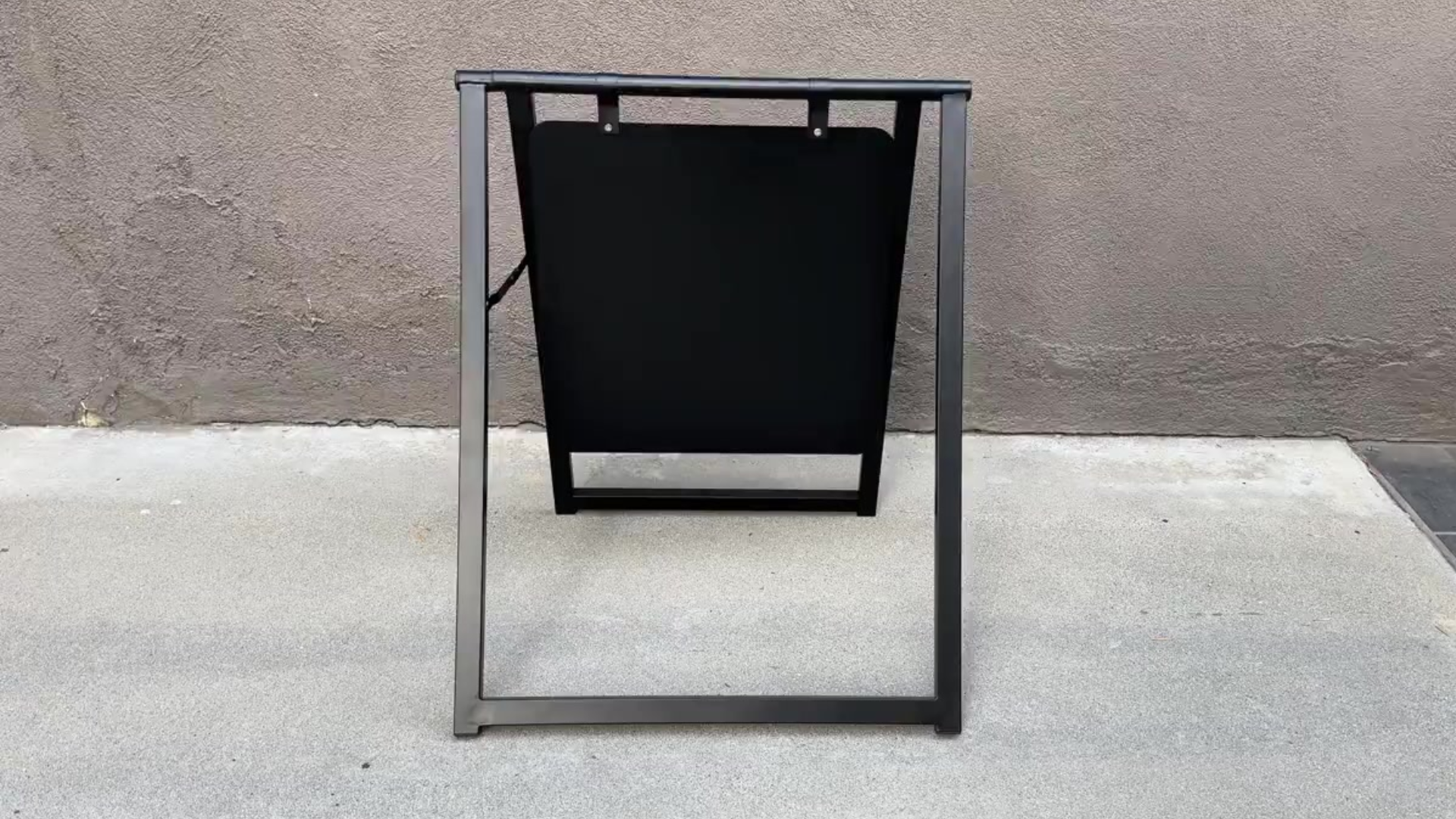 thumbnail video image 2 of Magnetic Chalkboard A-Frame Sign: 24x30 Metal Sidewalk Display (Black Frame/18x18 Black Board), 2 of 7