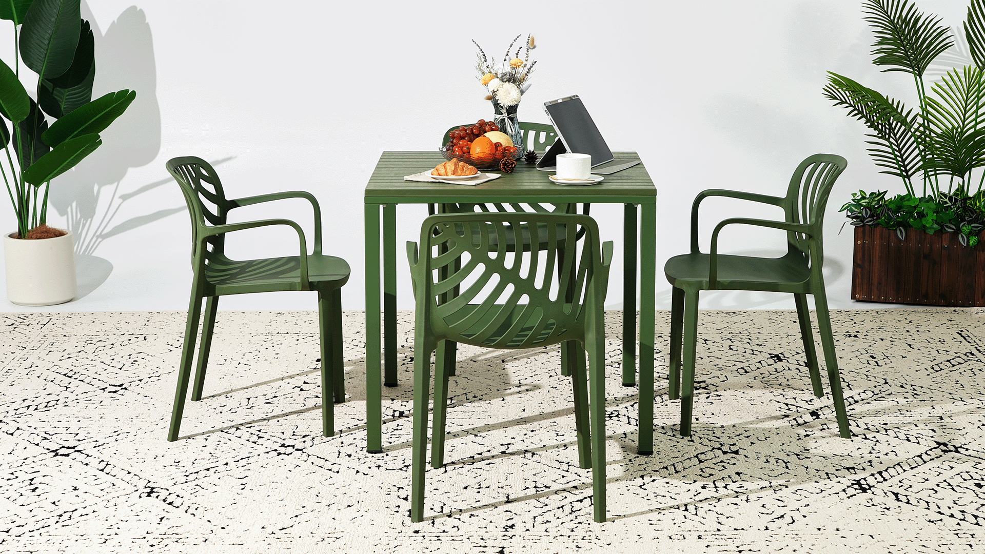 thumbnail video image 2 of WestinTrends Playa 5-Piece Outdoor Square Dining Table Patio Set with Stackable Patio Dining Chairs, Red, 2 of 16