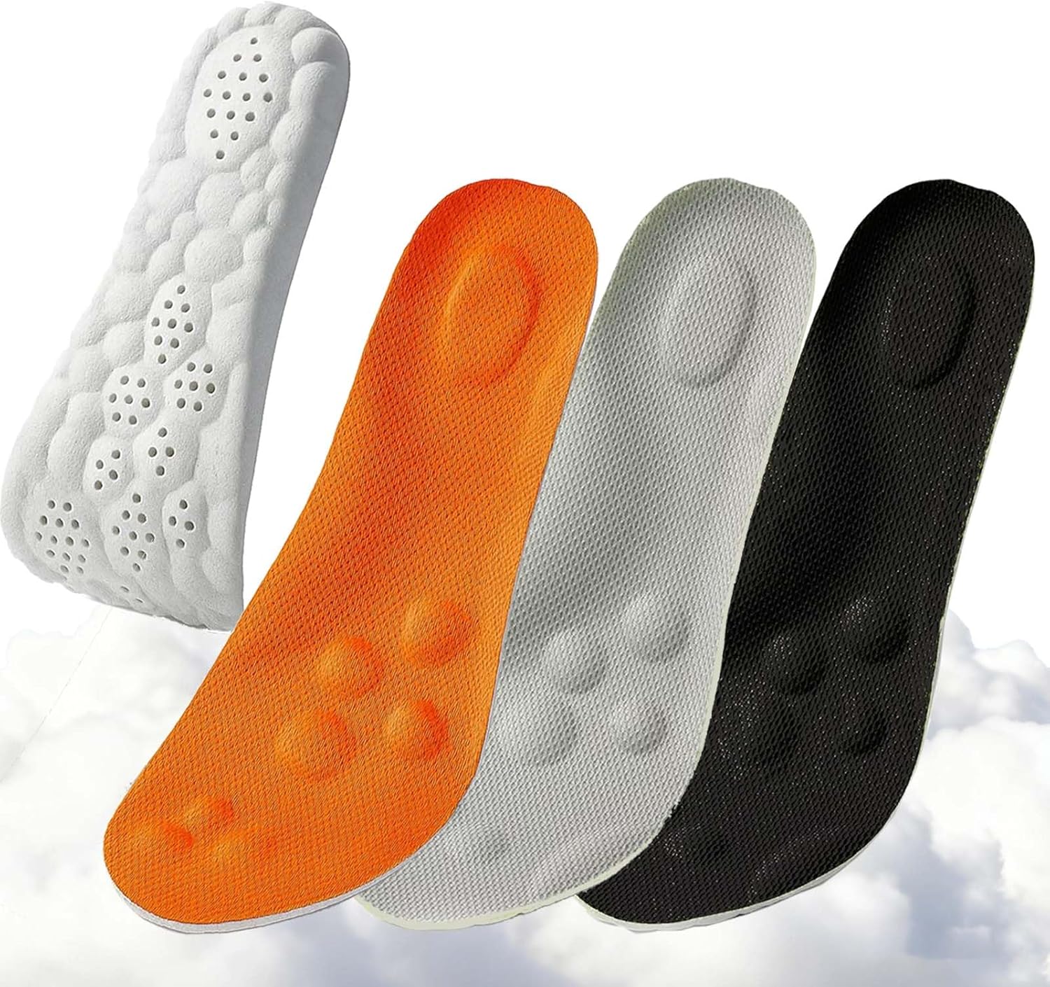 thumbnail video image 2 of Sibebed 2 Pairs  Insoles for Men Women, Cloud Like Massage Insole, Men's Comfortble Shoe Insoles Inserts, Breathable Memory Foam with Arch Surpport (Black, Men 8-8.5/Women 9.5-10), 2 of 10