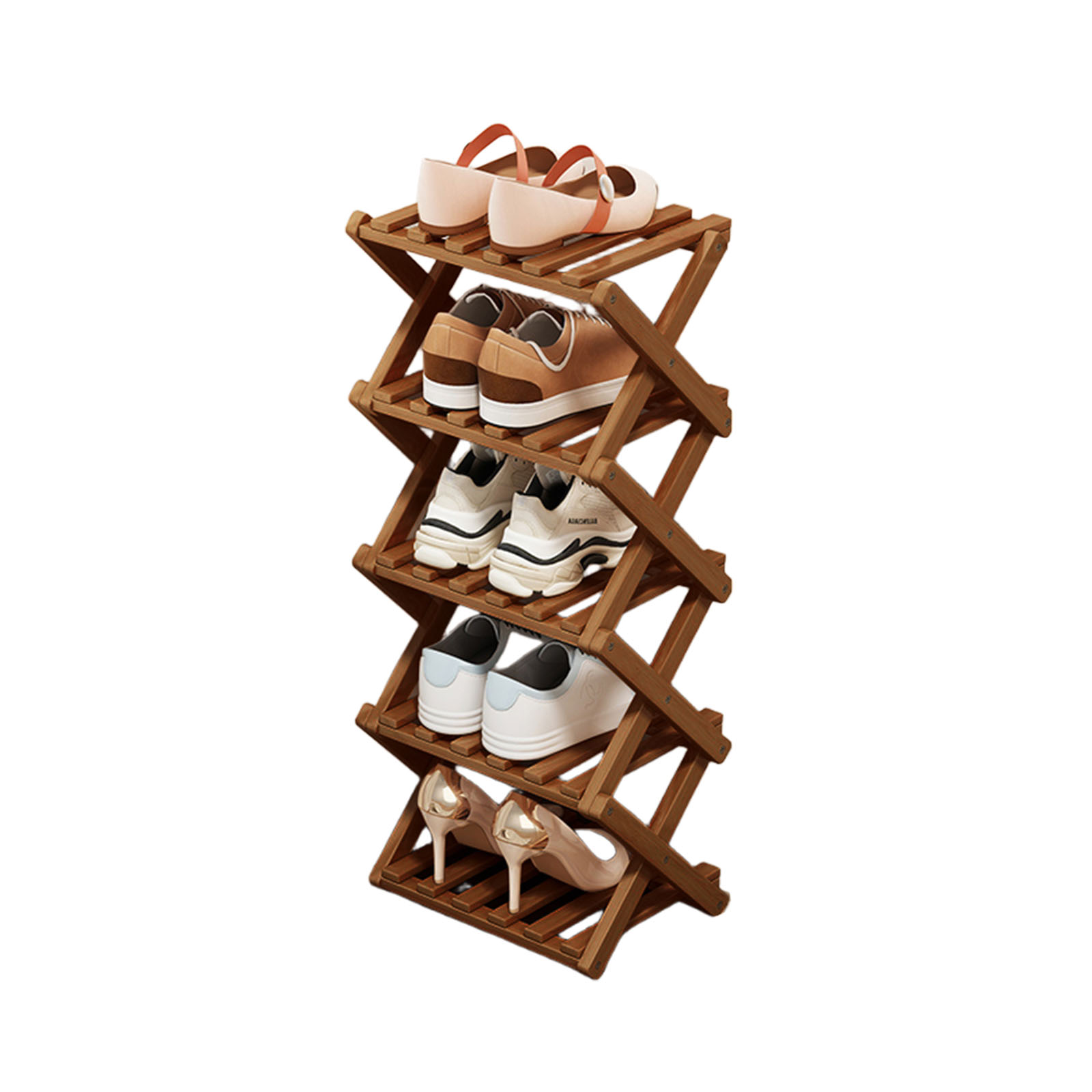 thumbnail video image 2 of HDUTNGISN 4 Tier Vertical Narrow Shoe Rack,Sturdy Space-Saving Organizer for Entryway/Closet/Hallway,Tawny, 2 of 10