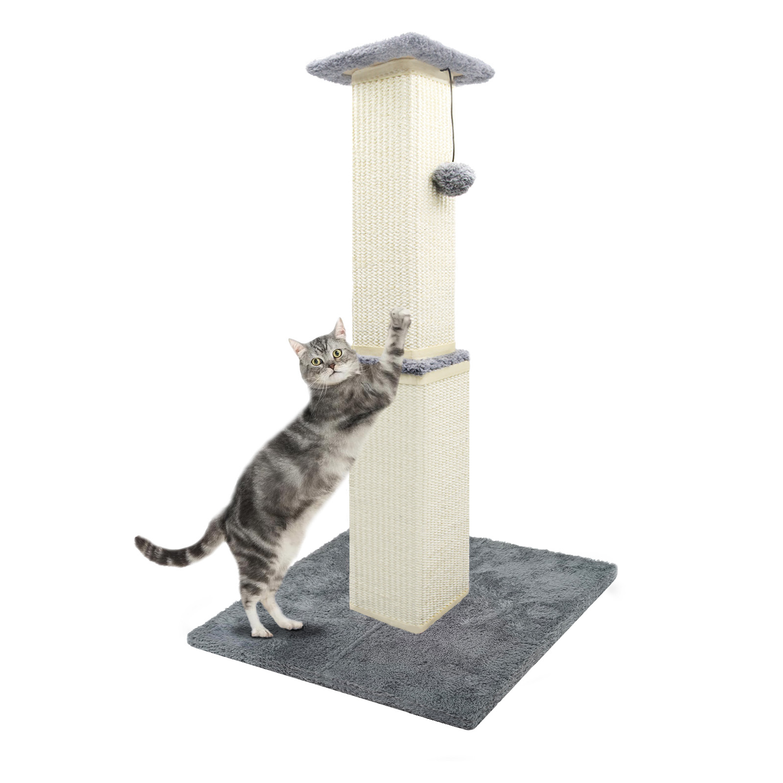 thumbnail video image 2 of Cat Scratching Post, 32" H Sturdy Durable Cat Scratcher Natural Sisal Fibers Indoor Toys, 2 of 9