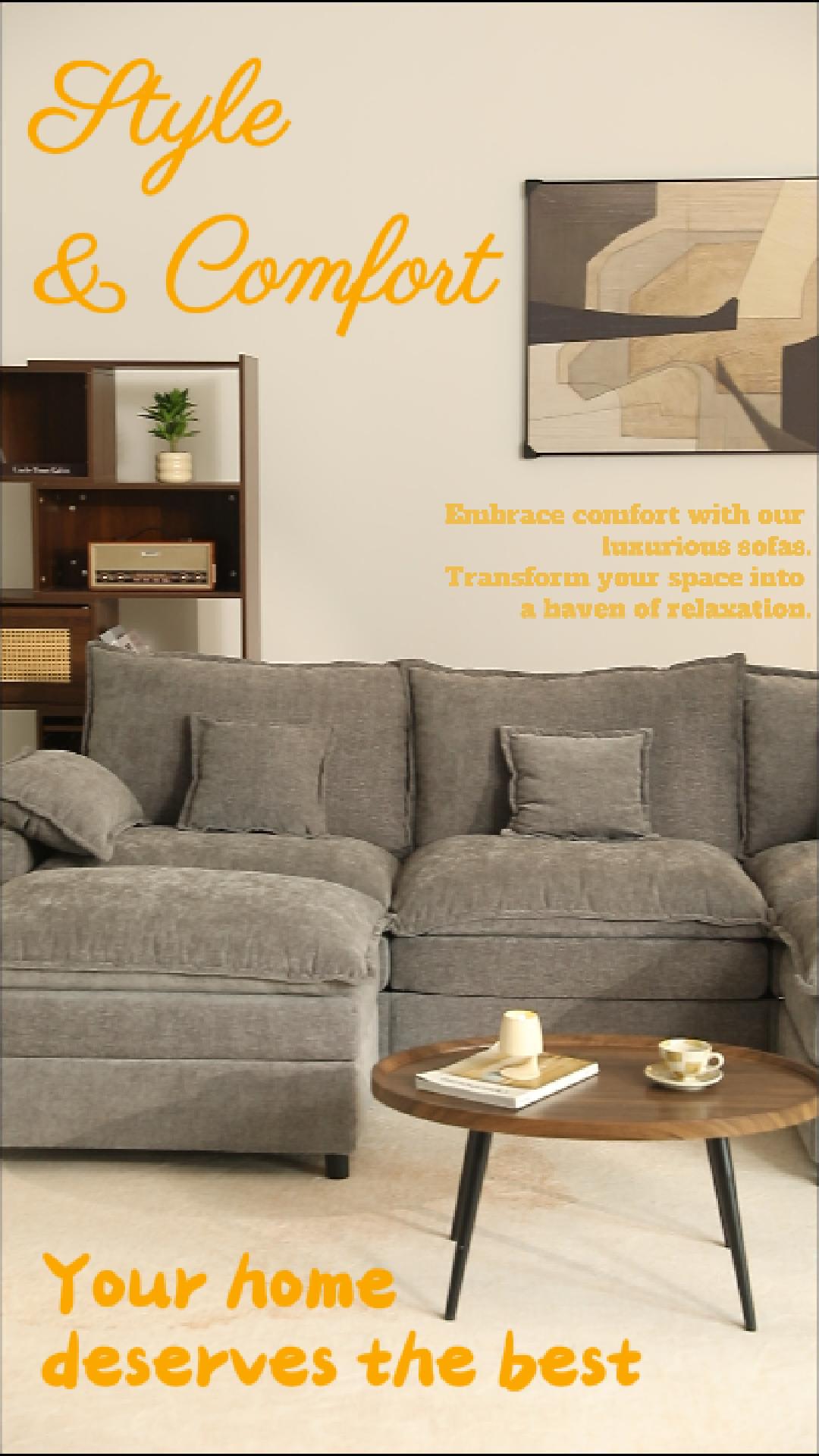 thumbnail video image 2 of Bigsyy 3 - Seat Sectional Sofa Couch, Comfy Cloud Style, Deep Seat, Sleeper Function with Throw Pillows. Ideal for Adult - Occupied Living Rooms, Modern Design, Slate, 2 of 9