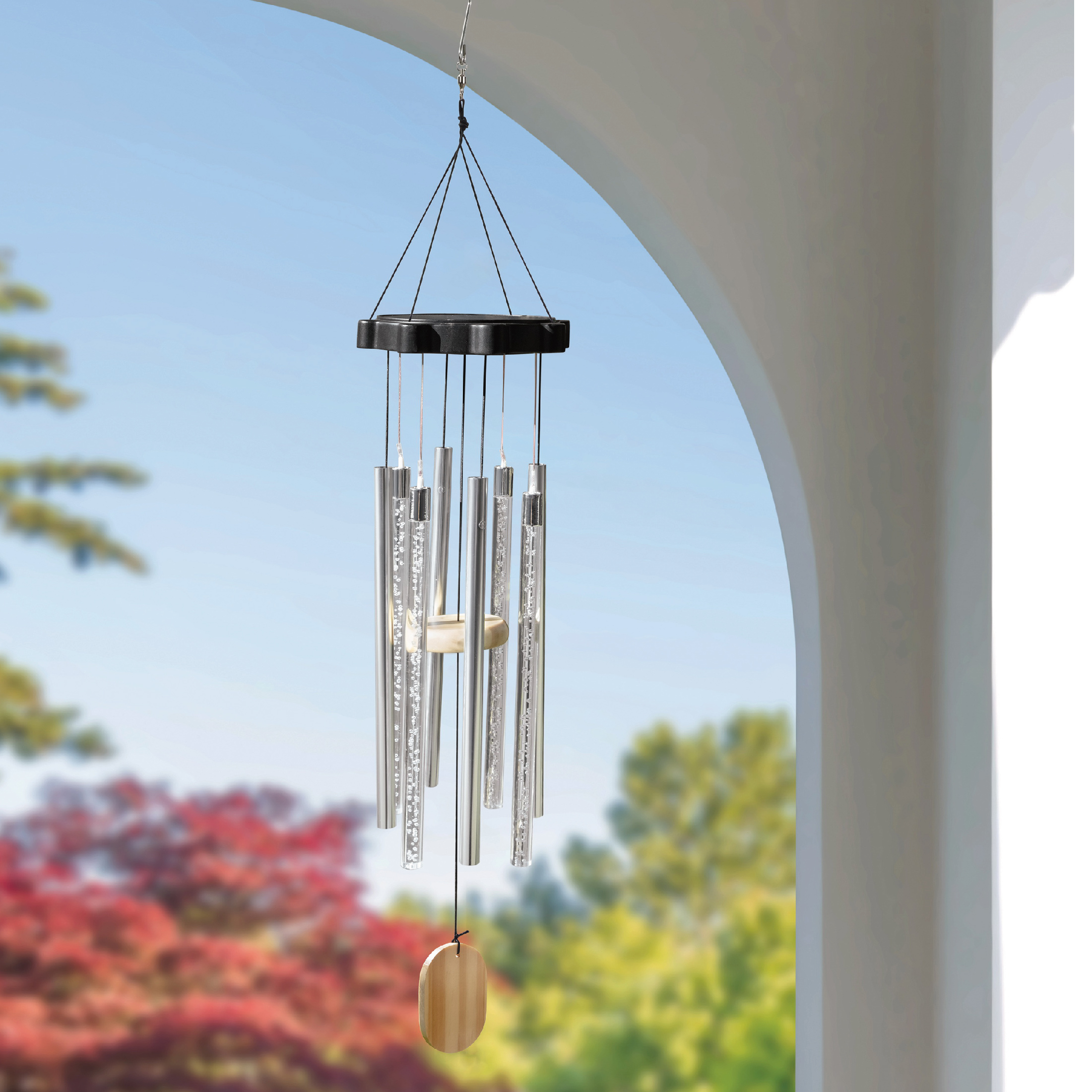 Mainstays Solar Bubble Plastic and Metal Outdoor Wind Chime with